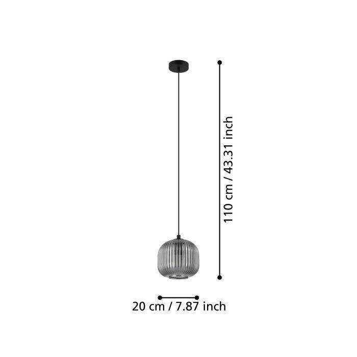 Eglo Mantunalle 1 Clear Ribbed Glass Shade Ceiling Pendant