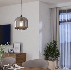 Eglo Mantunalle 1 Clear Ribbed Glass Shade Ceiling Pendant flush mount ceiling fixture