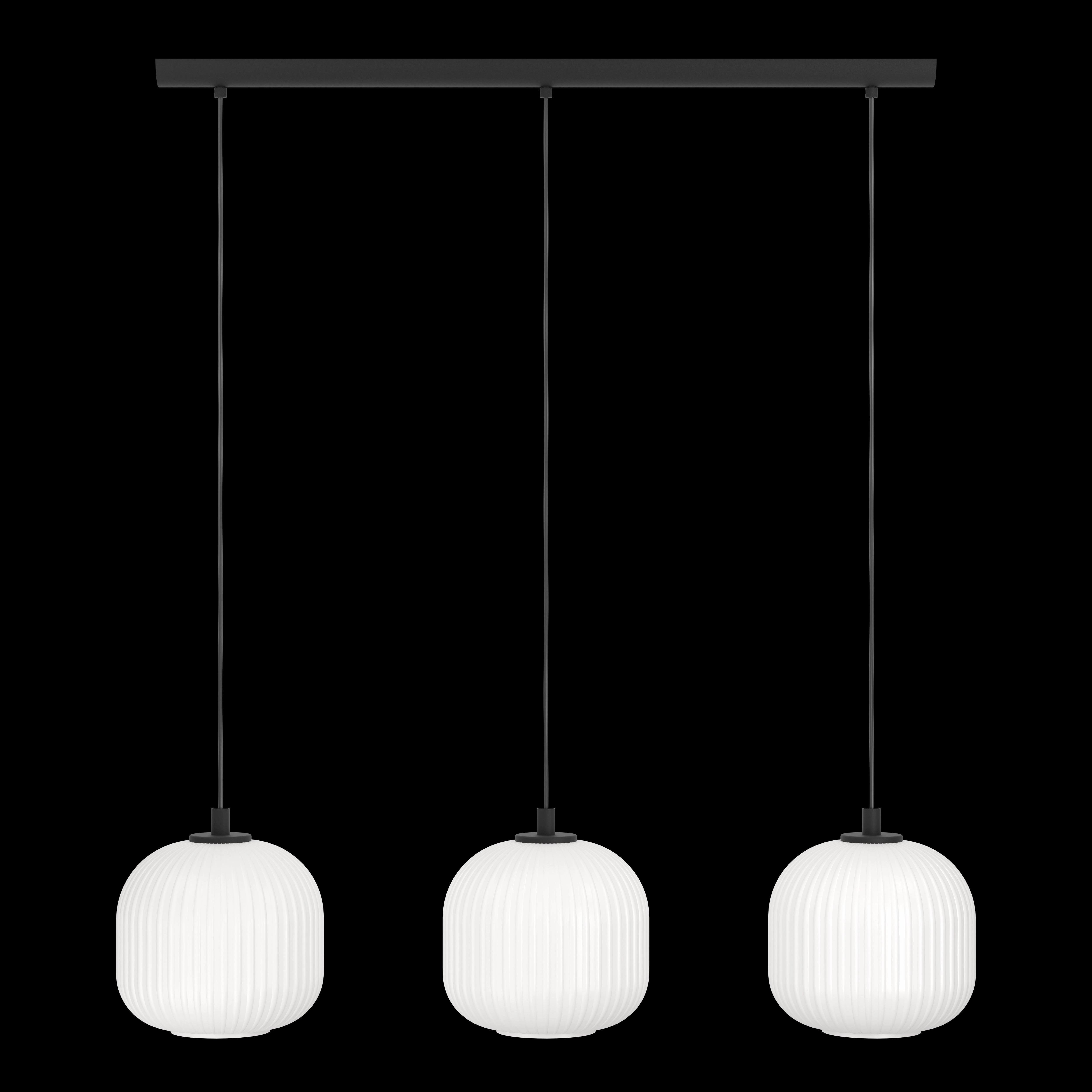 Eglo Mantunalle 3 Light White Ribbed Glass Shade Bar Pendant