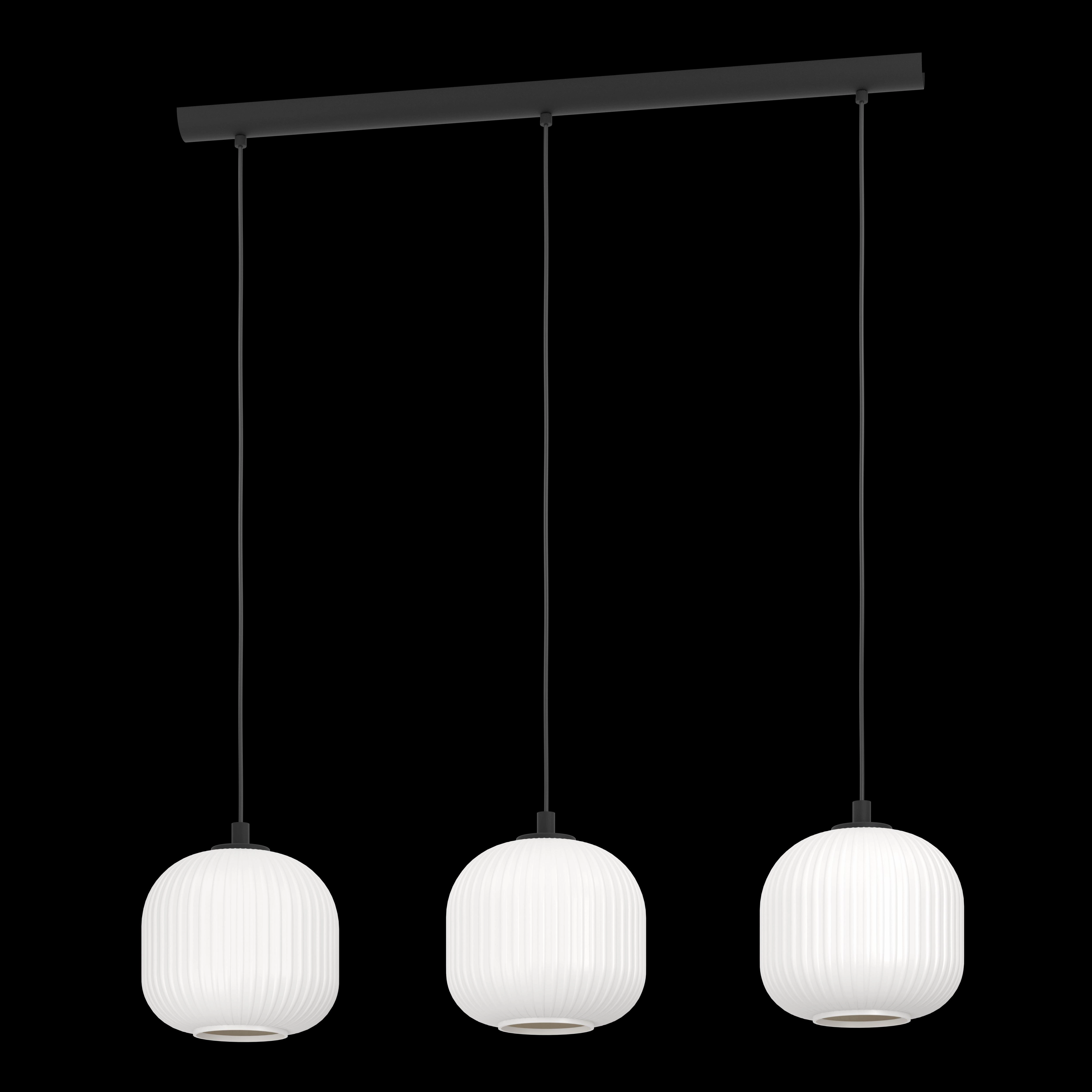Eglo Mantunalle 3 Light White Ribbed Glass Shade Bar Pendant