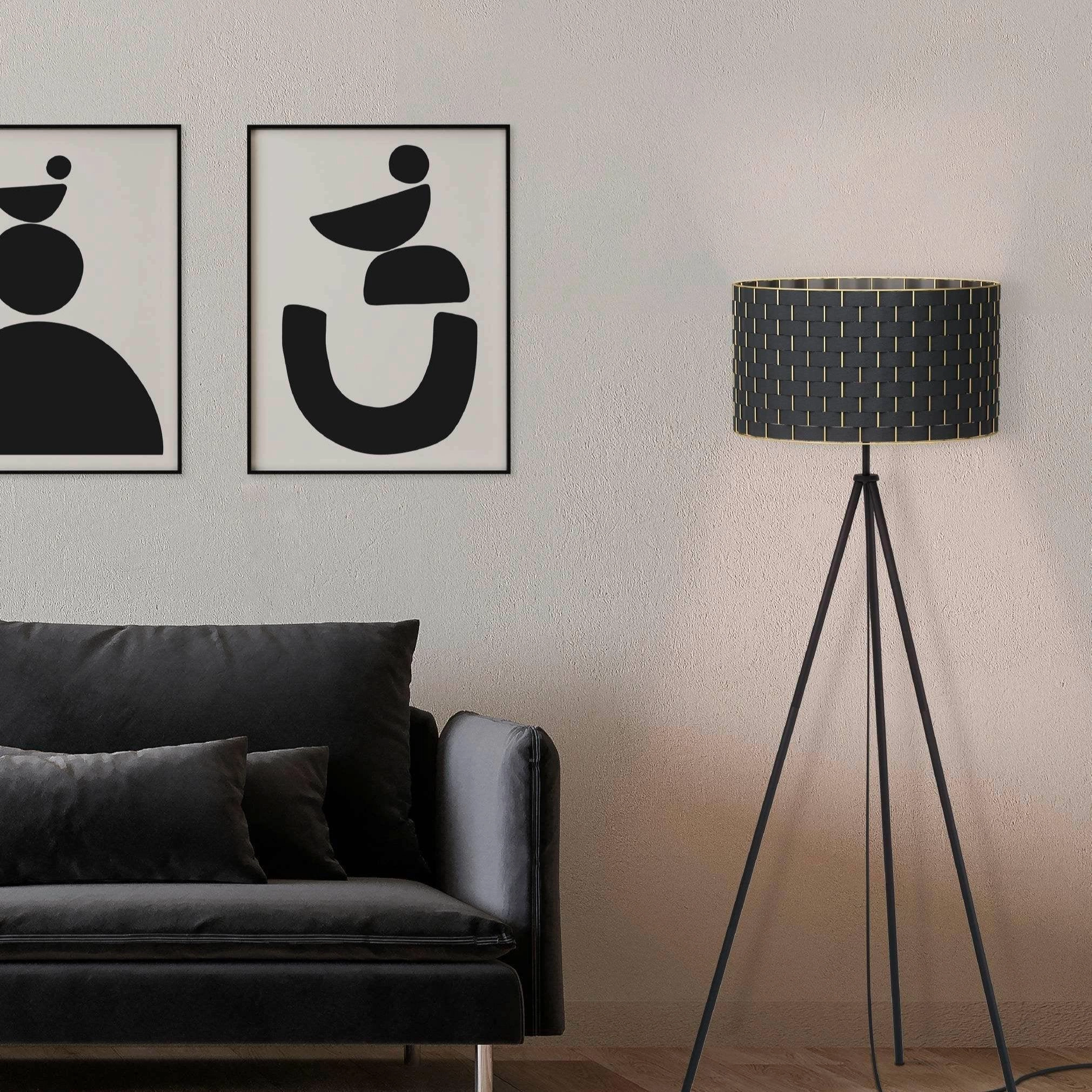 Eglo Marasales Black Tripod Floor Lamp With Brass & Fabric Shade creative lampshade design