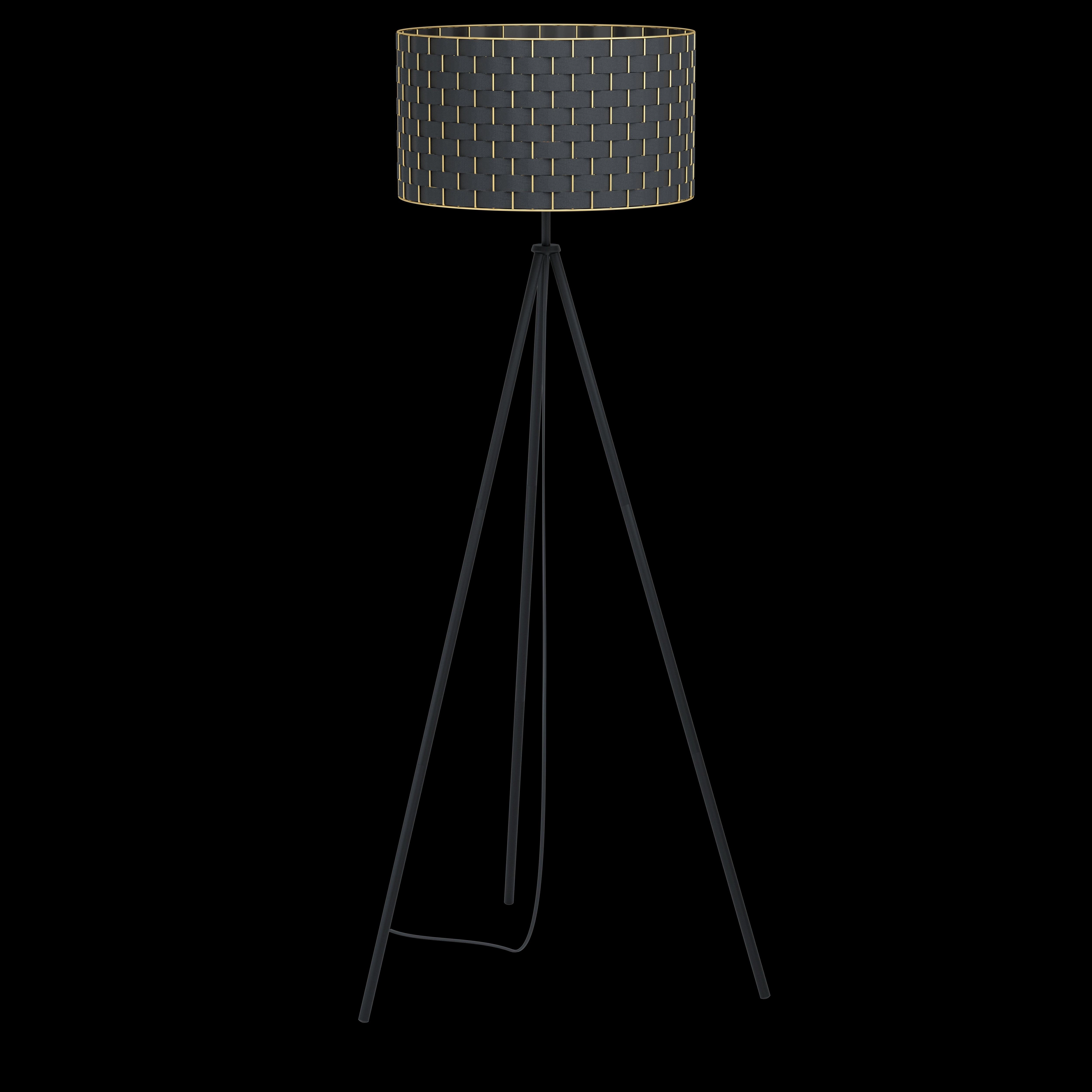 Eglo Marasales Black Tripod Floor Lamp With Brass & Fabric Shade