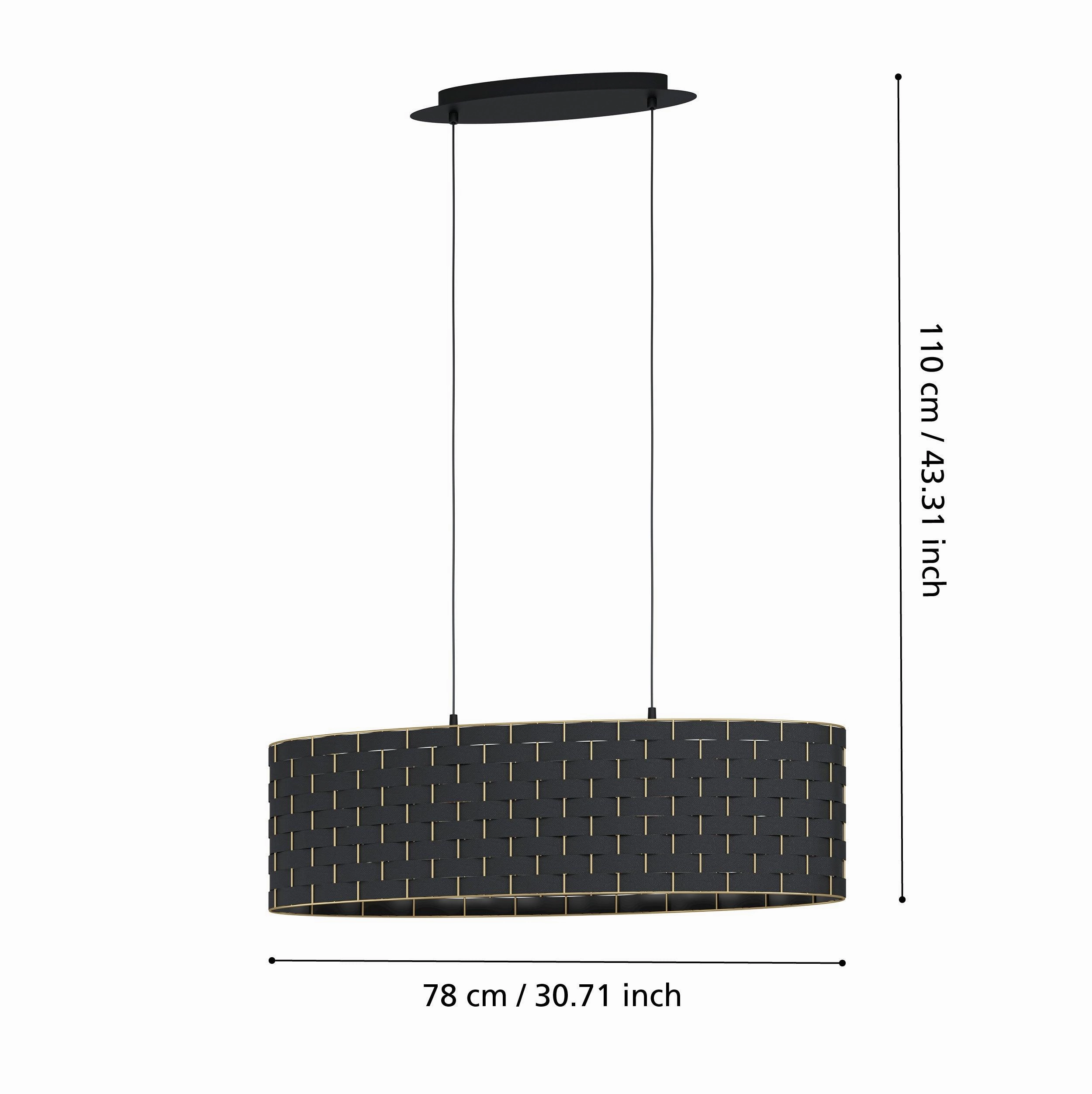 Eglo Marasales Brass & Interwoven Black Fabric Oval Pendant