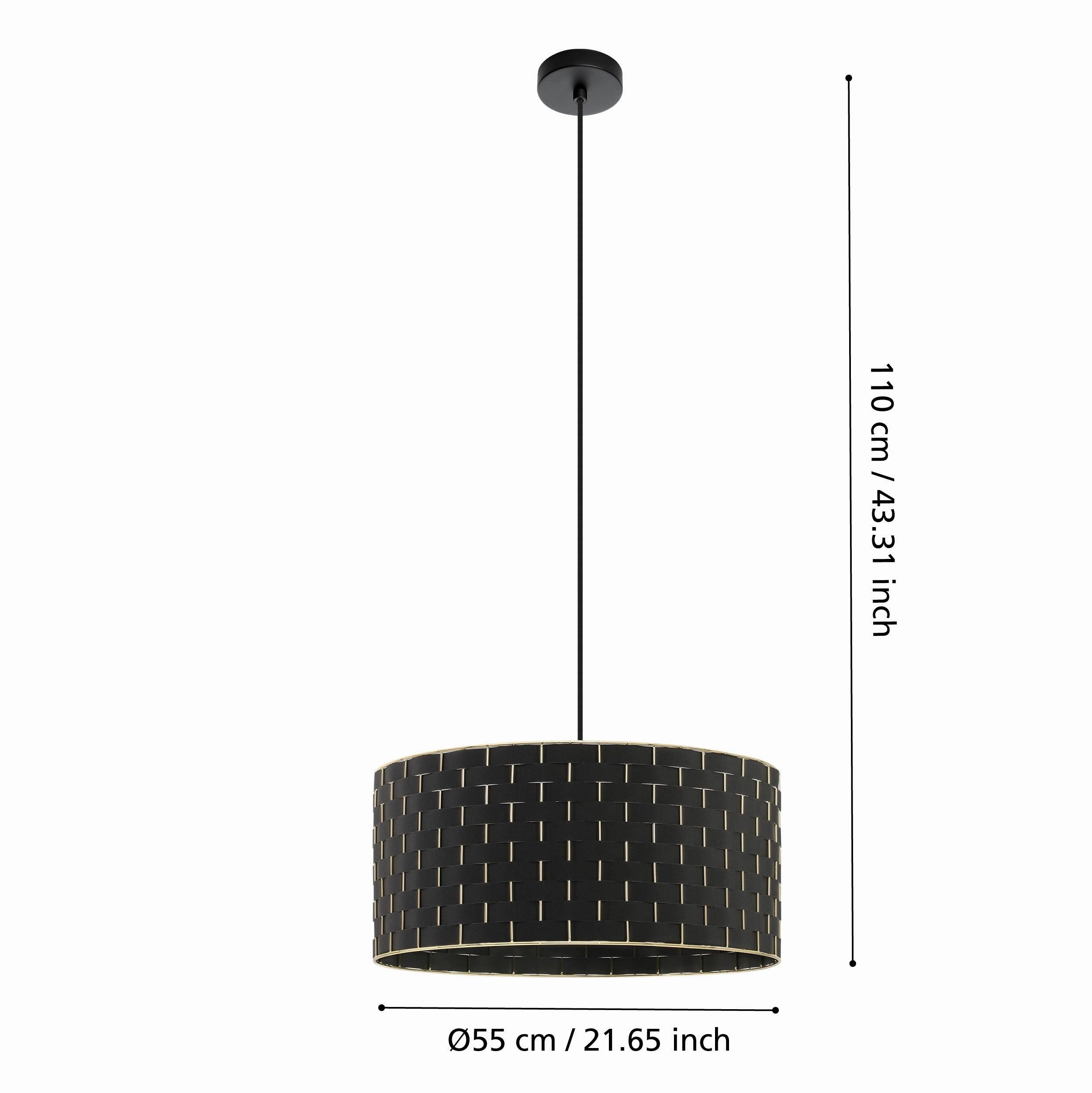 Eglo Marasales Brass & Interwoven Black Fabric Pendant - 55cm