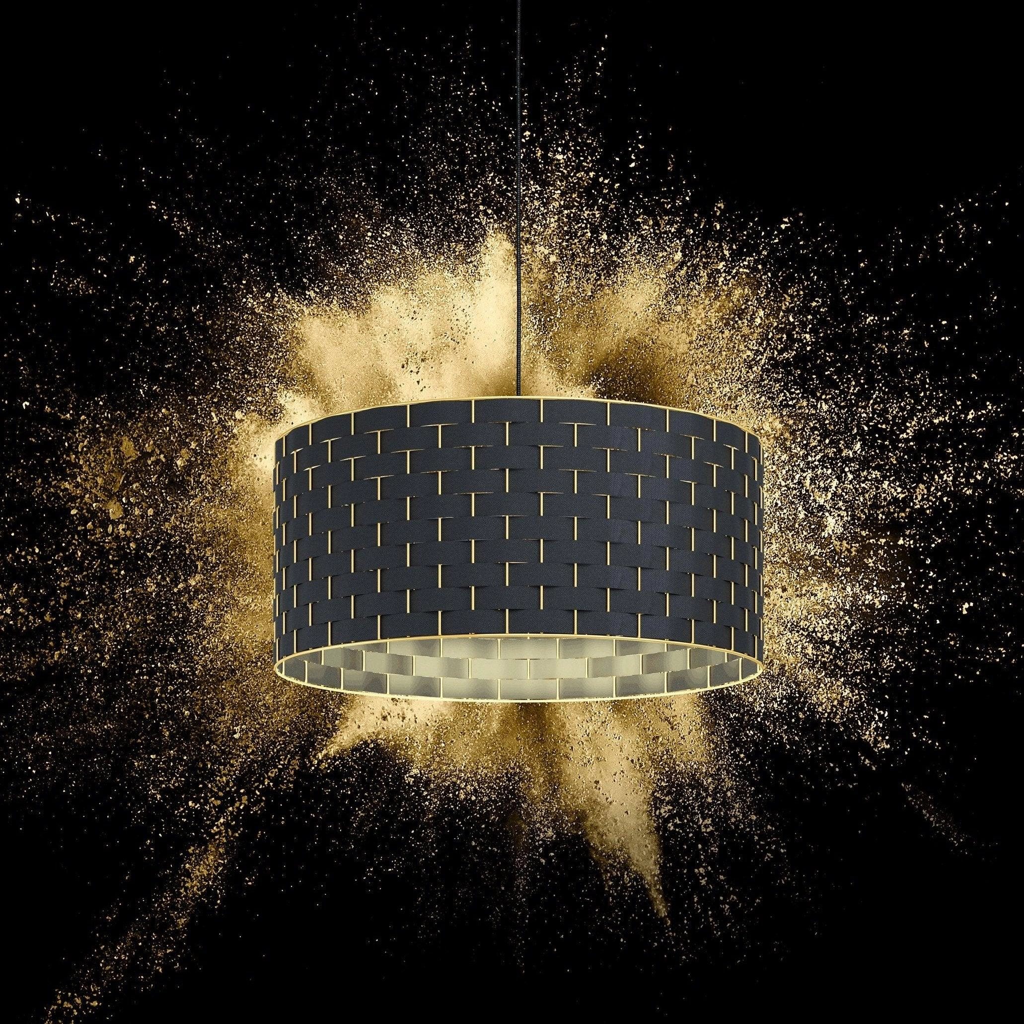 Eglo Marasales Brass & Interwoven Black Fabric Pendant - 55cm