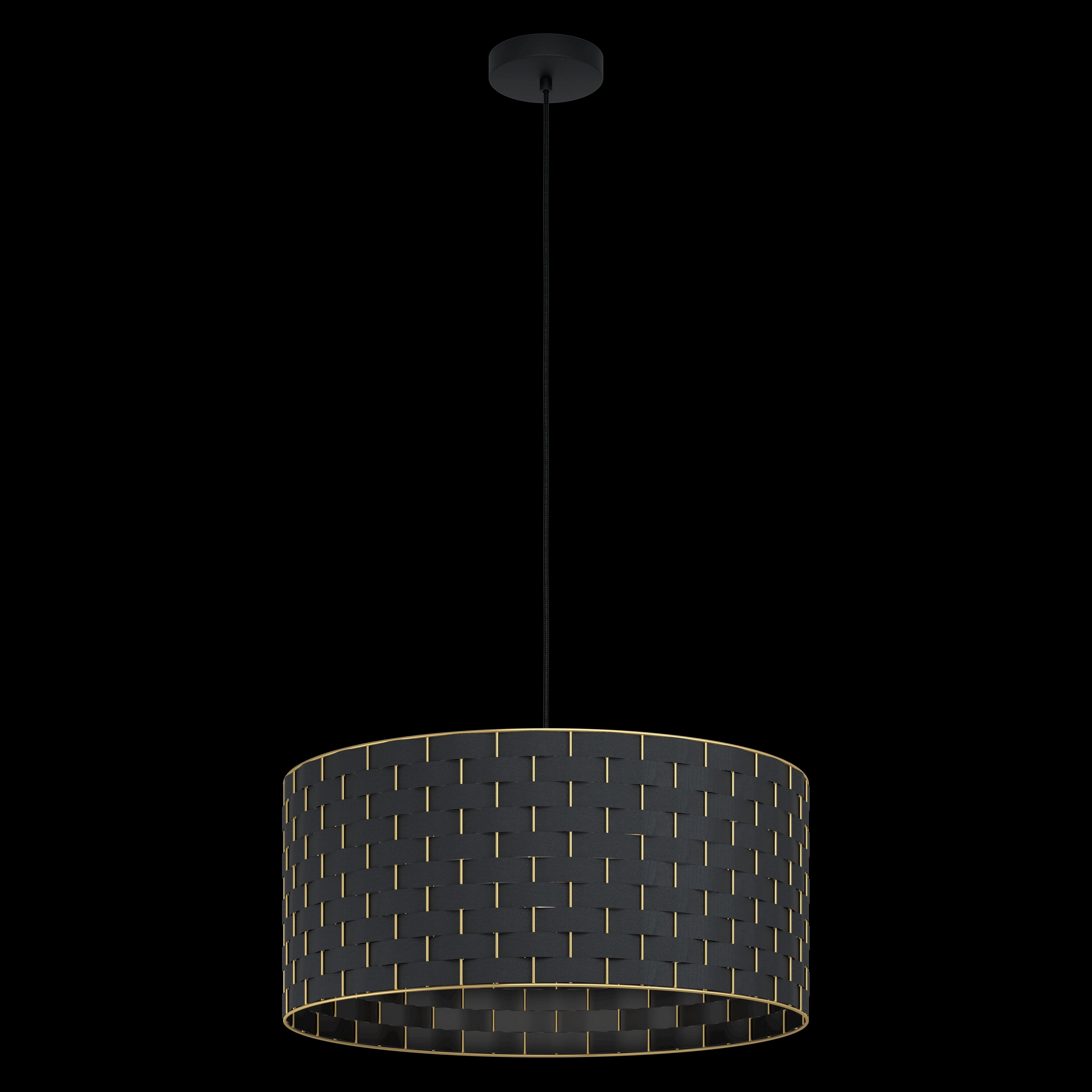 Eglo Marasales Brass & Interwoven Black Fabric Pendant - 55cm