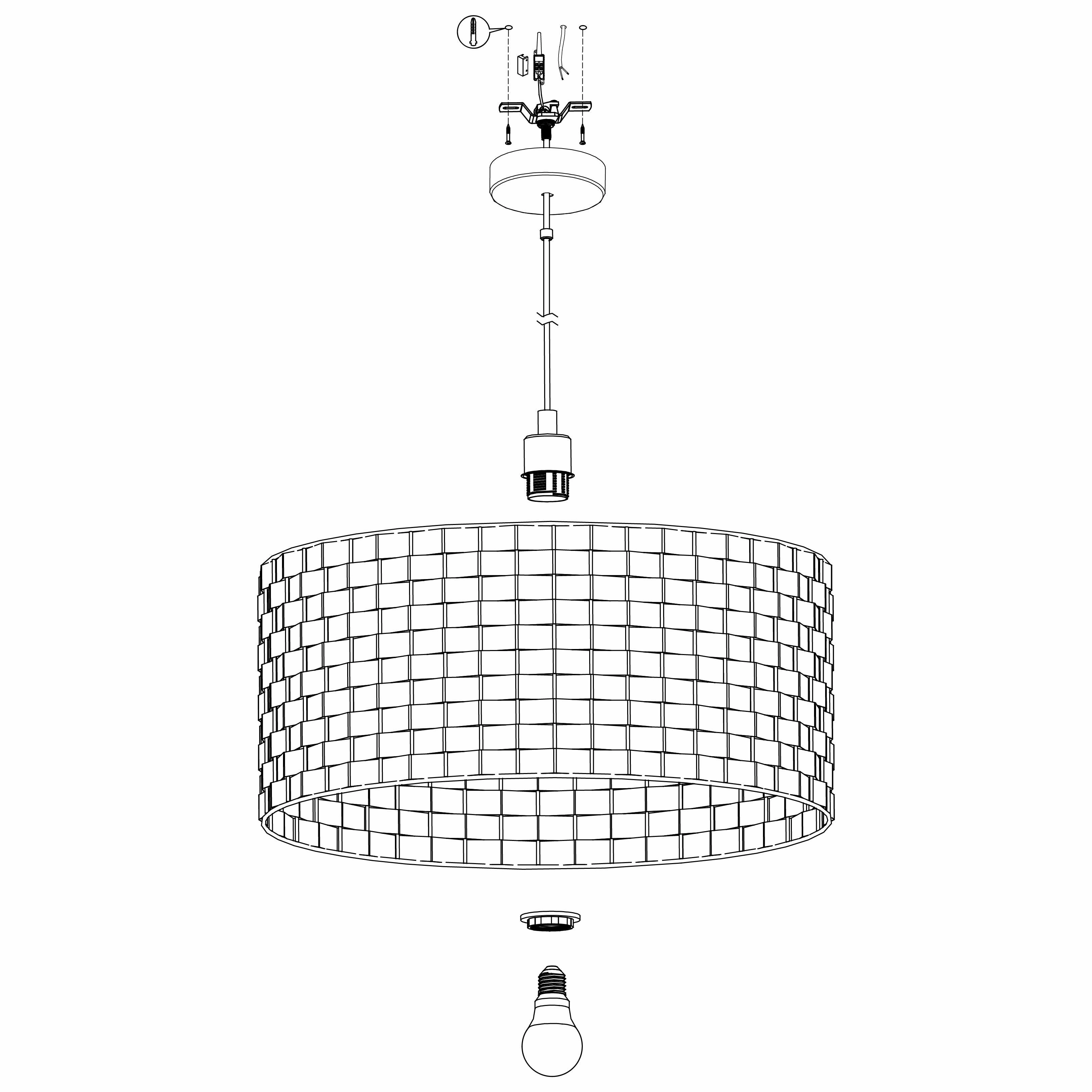 Eglo Marasales Brass & Interwoven Black Fabric Pendant - 55cm