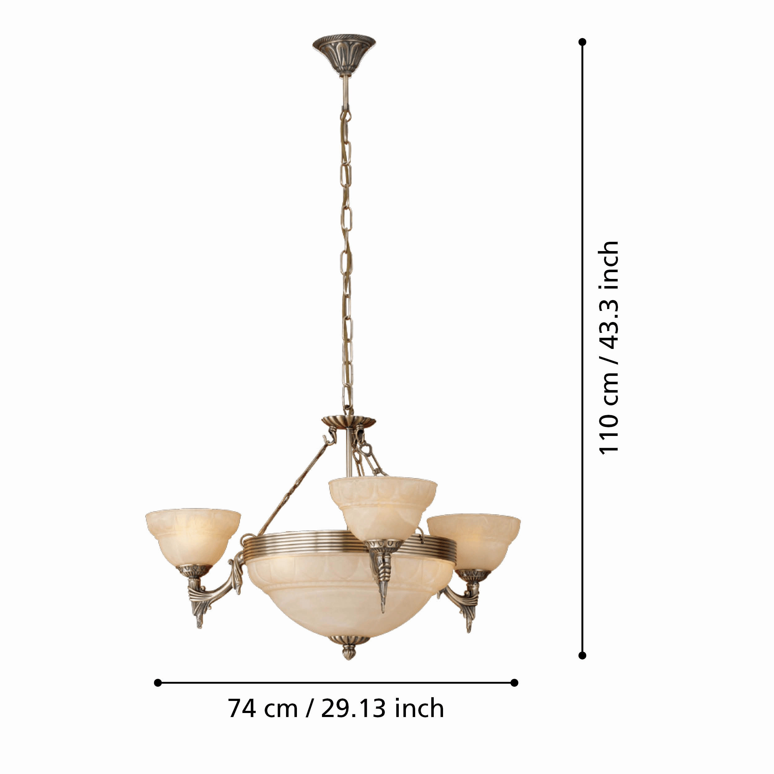 Eglo Marbella 6 Light Bronze & Alabaster Glass Ceiling Pendant