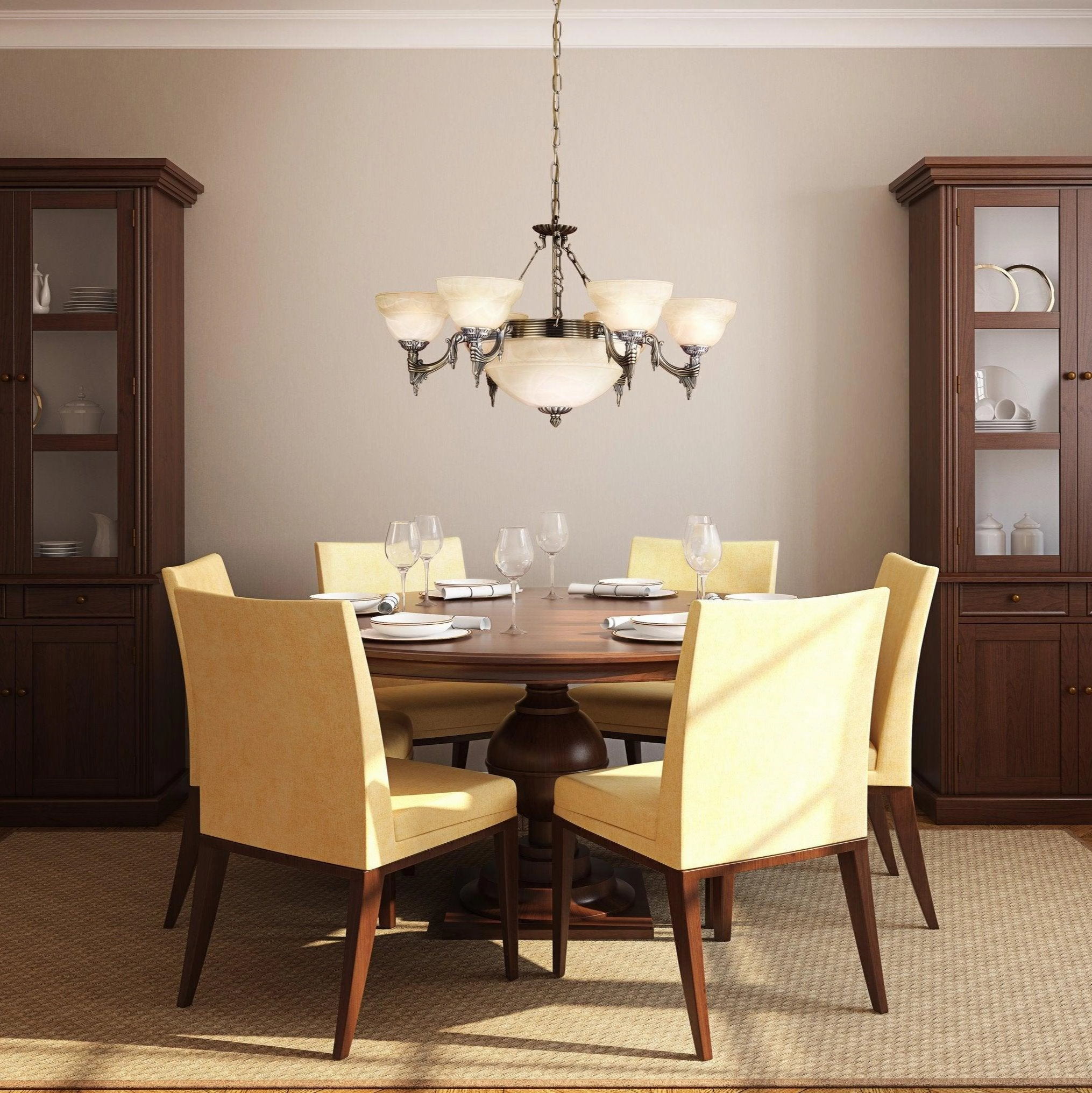 Eglo Marbella 9 Light Bronze & Alabaster Glass Pendant