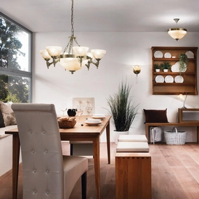 Eglo Marbella 9 Light Bronze & Alabaster Glass Pendant flush mount ceiling fixture