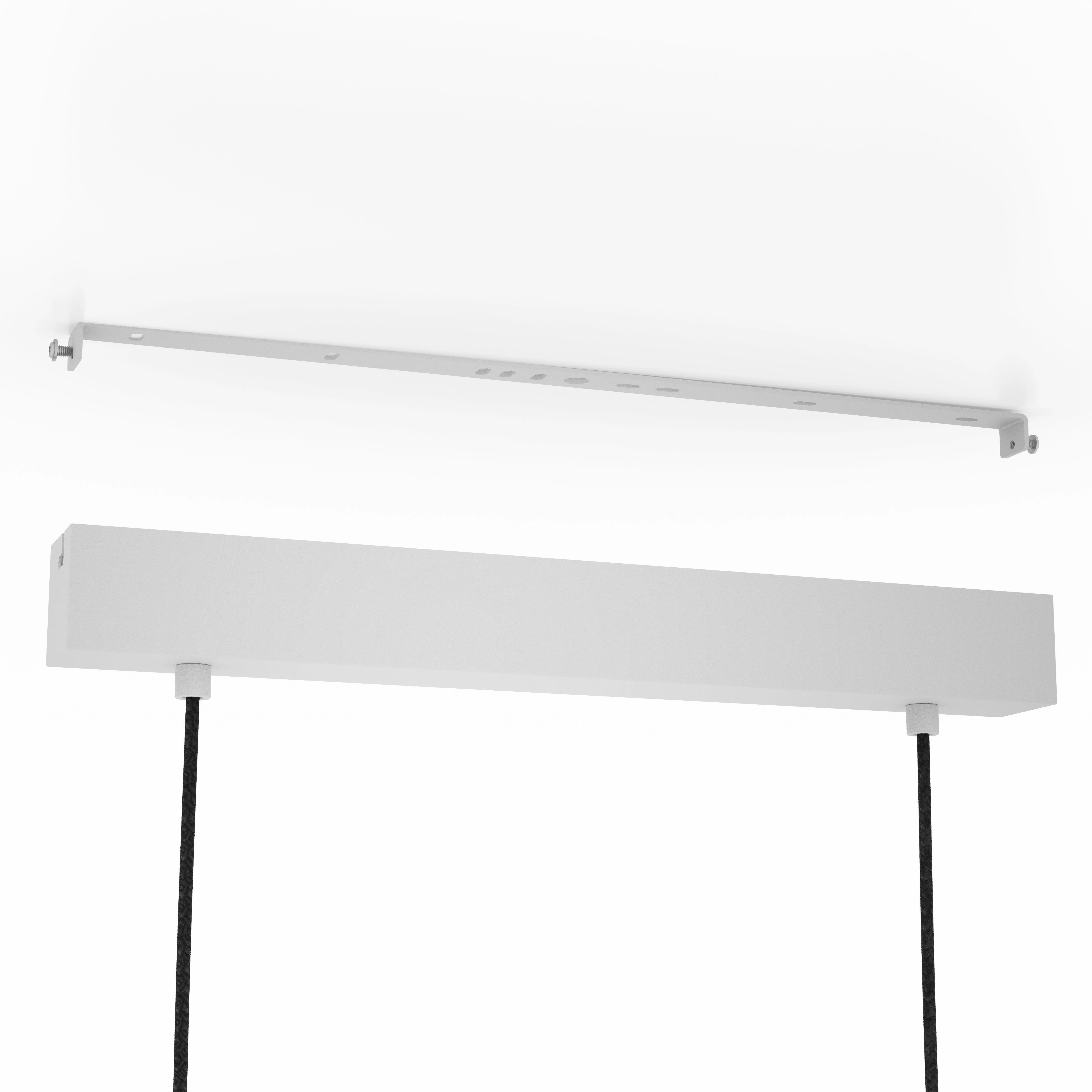 Eglo Mariel 3 Light Wood Beam & Grey Fabric Pendant