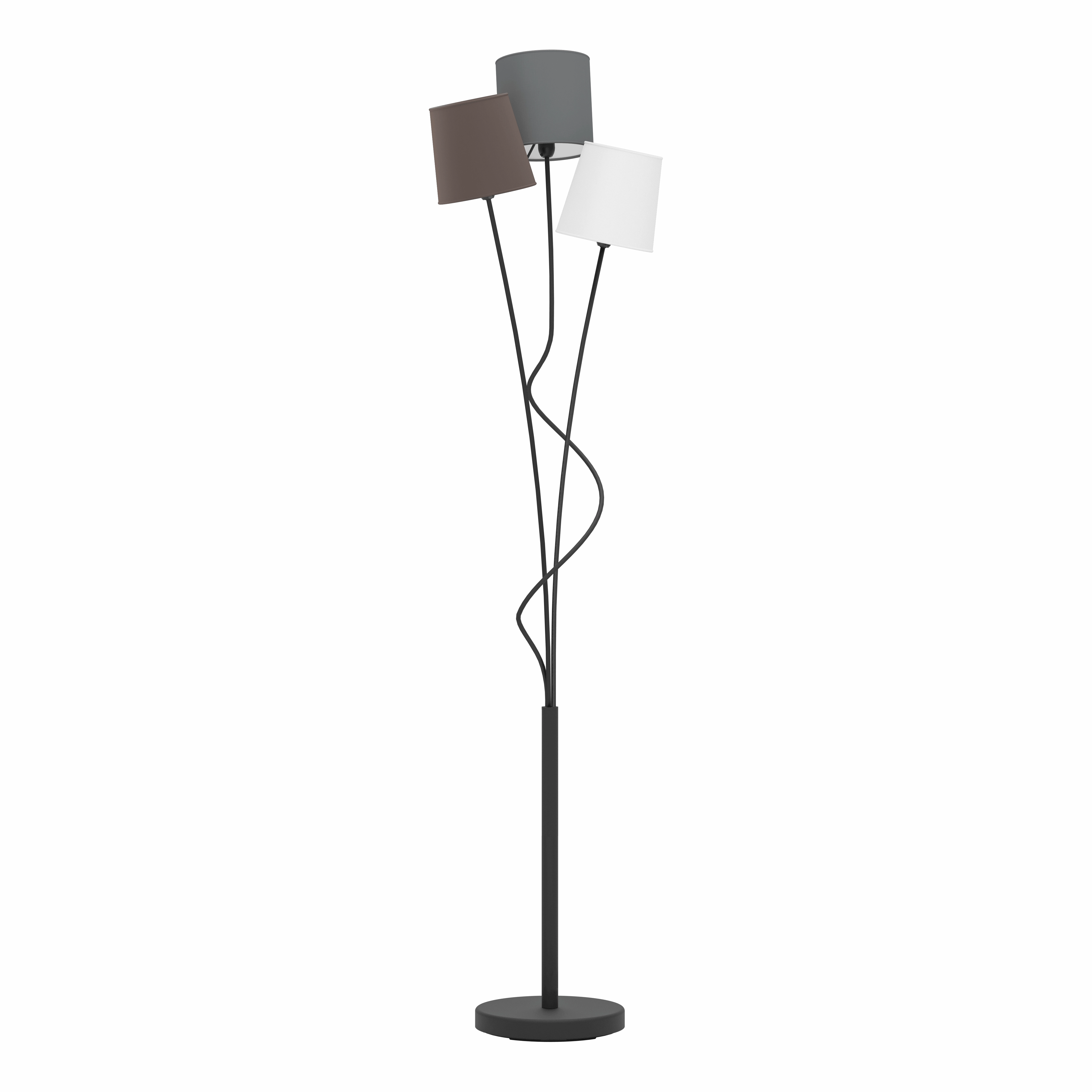 Eglo Maronda Black 3 Light Floor Lamp - Fabric Shades