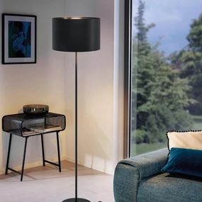 Eglo Maserlo 1 Black Floor Lamp With Fabric Shade creative lampshade design