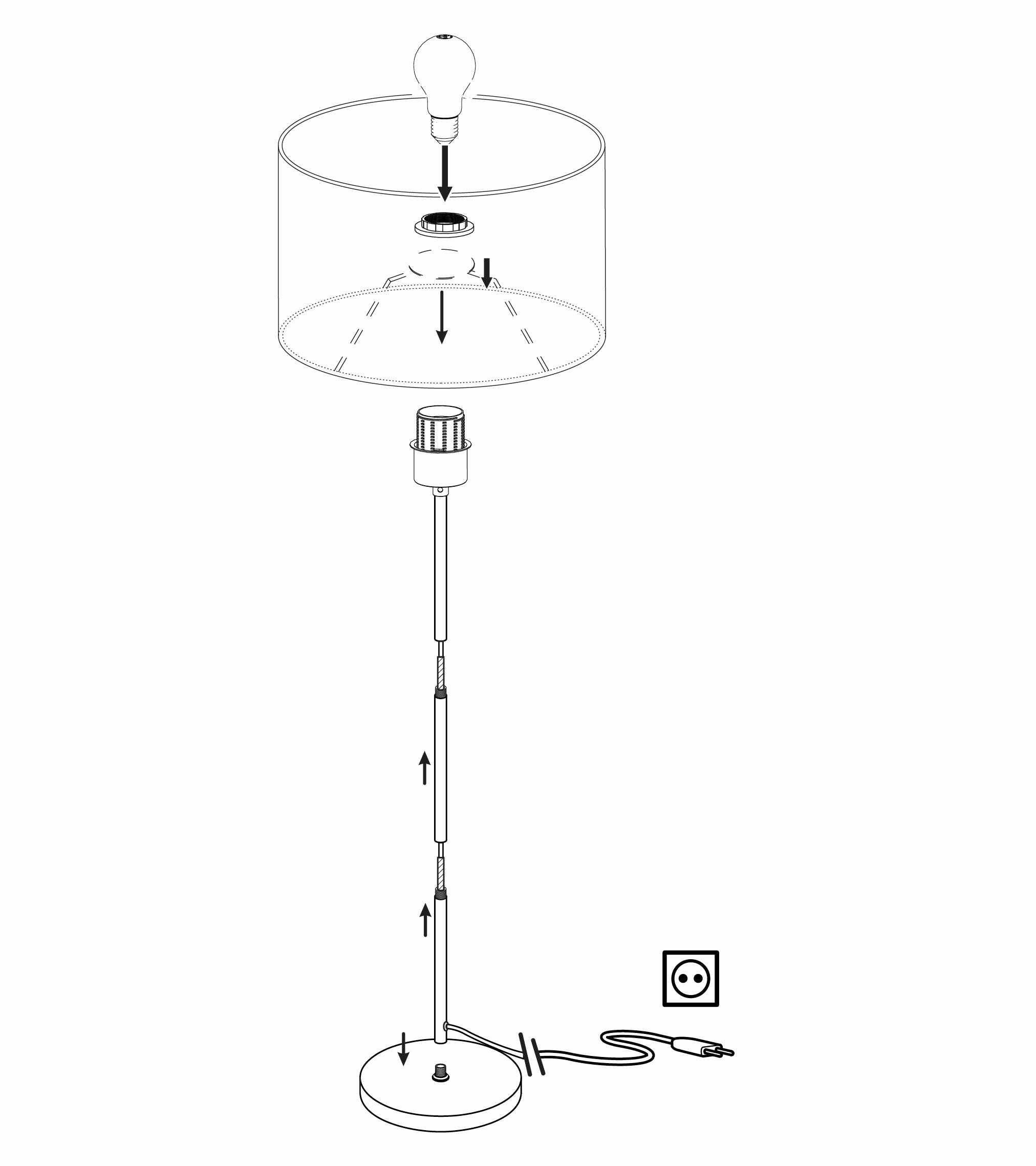 Eglo Maserlo 1 Black Floor Lamp With Fabric Shade