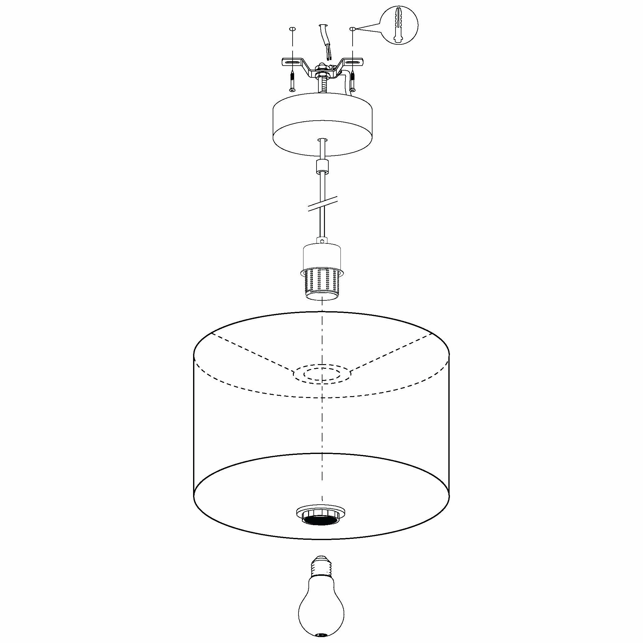 Eglo Maserlo 1 Black Round Fabric Ceiling Pendant - 38cm