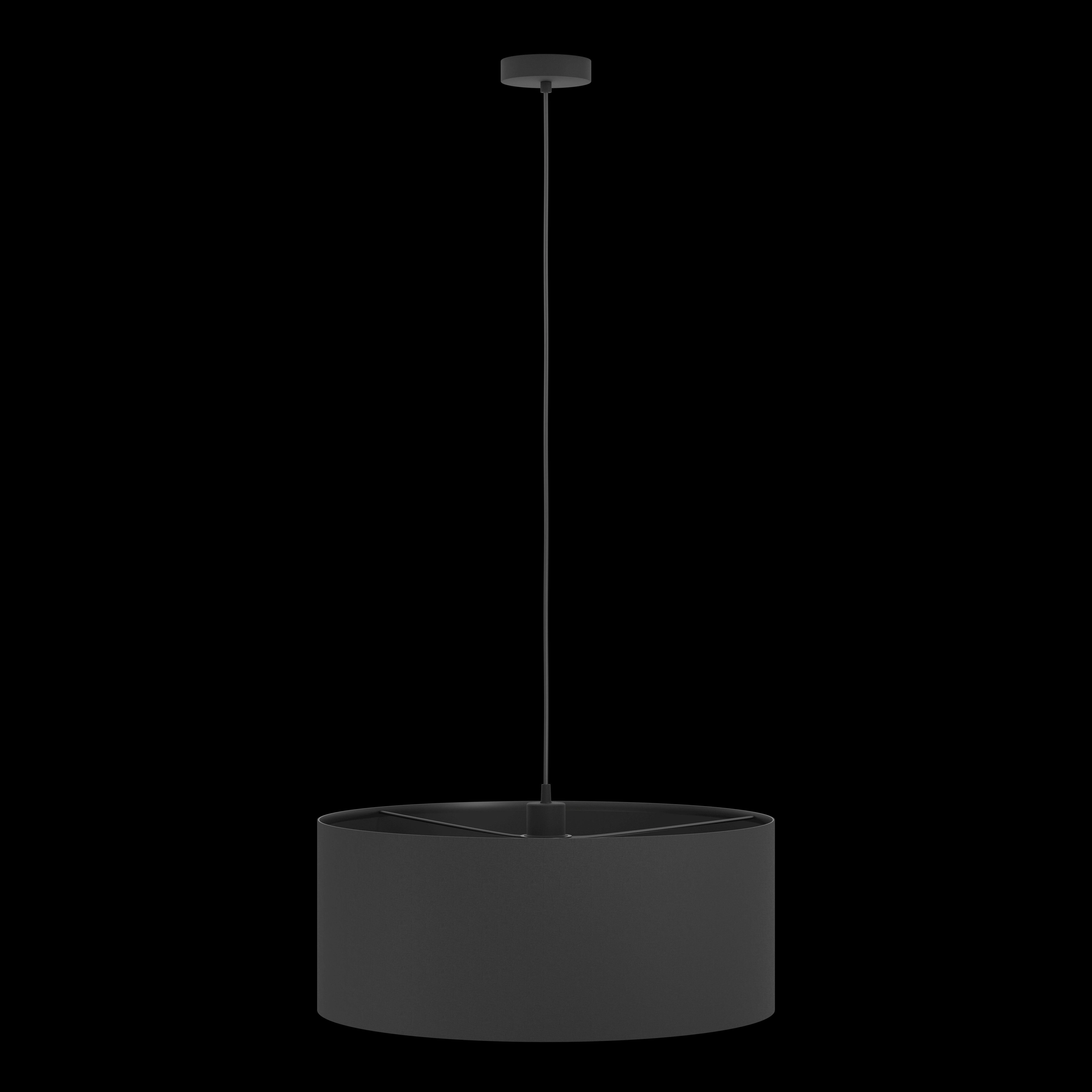 Eglo Maserlo 1 Black Round Fabric Ceiling Pendant - 53cm