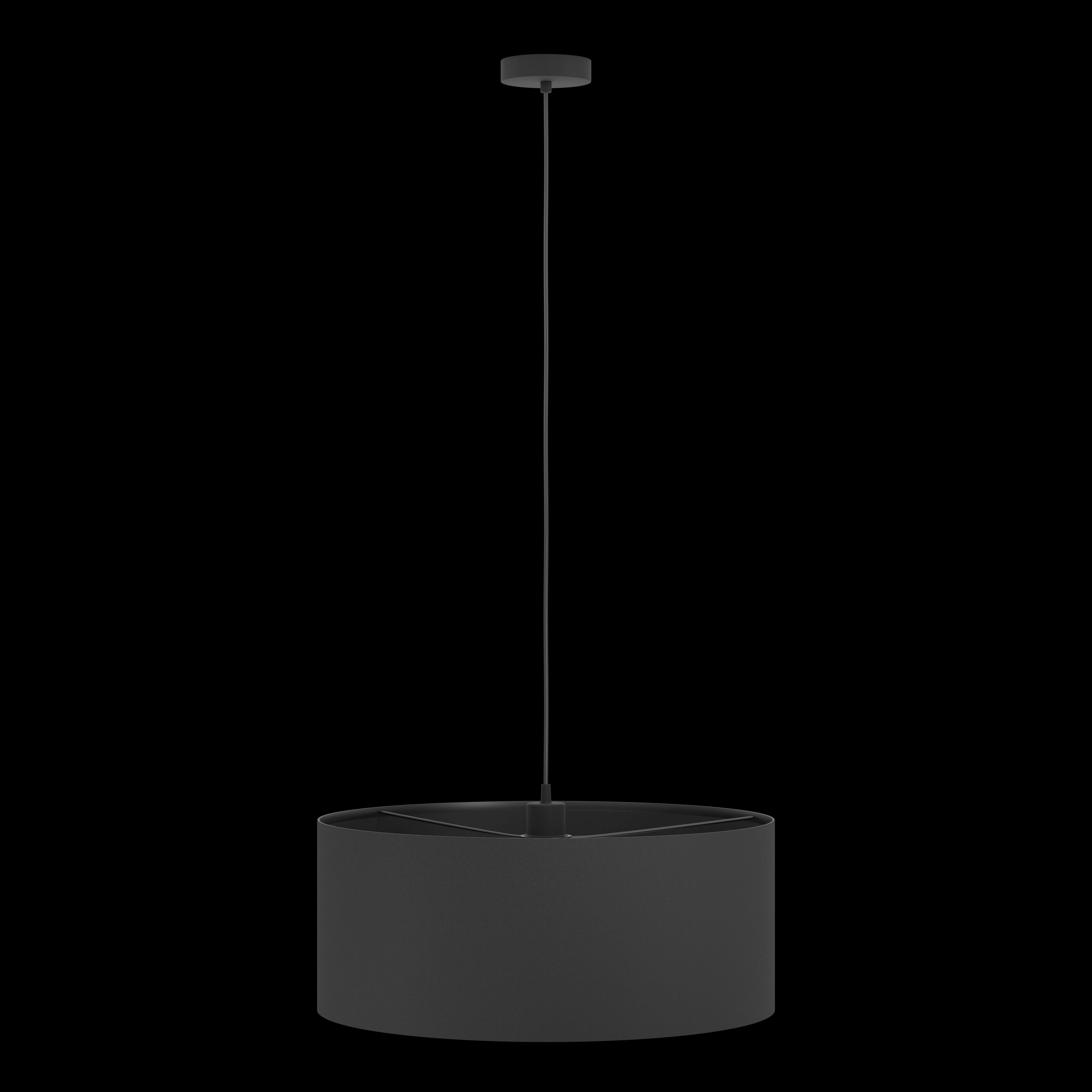Eglo Maserlo 1 Black Round Fabric Ceiling Pendant - 53cm
