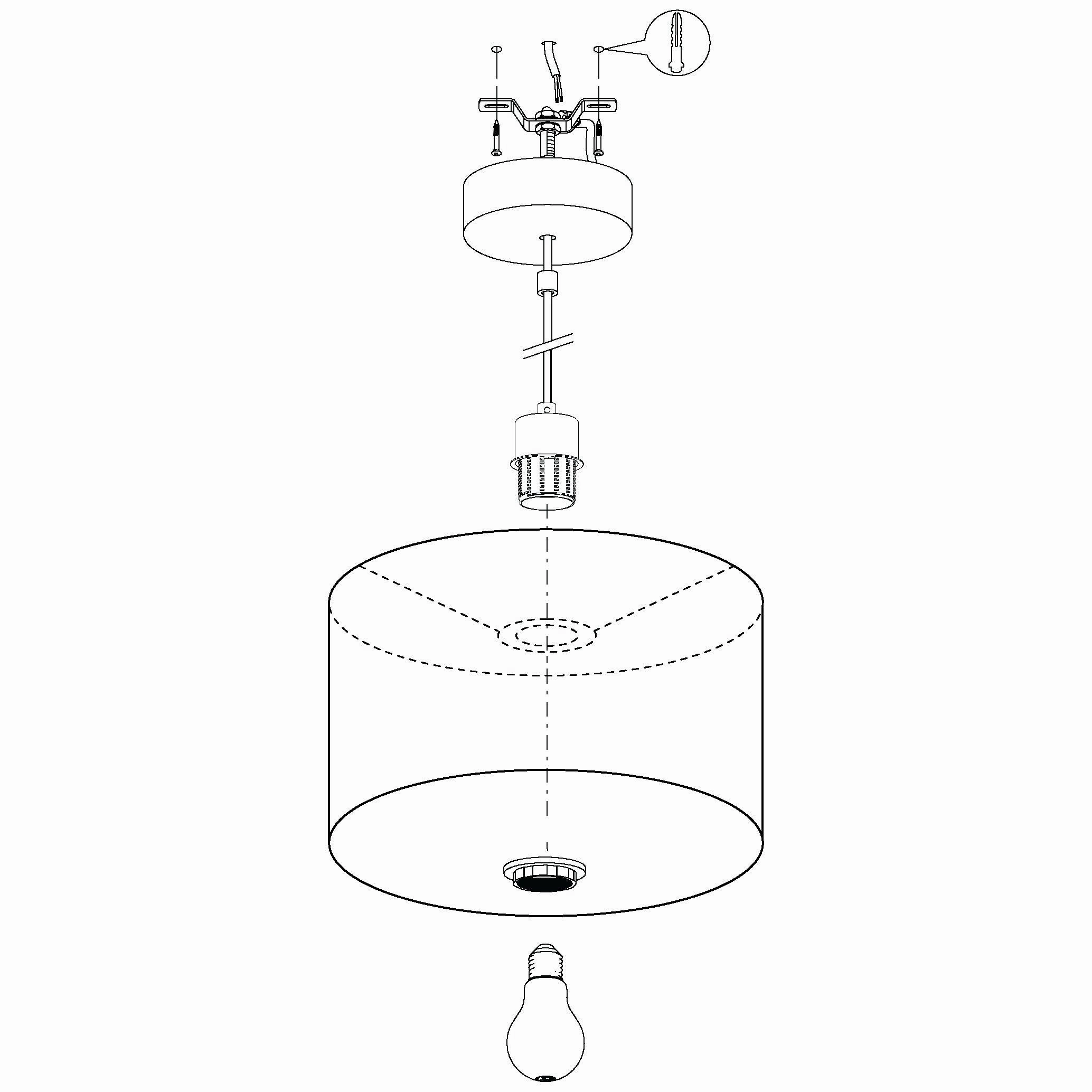 Eglo Maserlo 1 Black Round Fabric Ceiling Pendant - 53cm