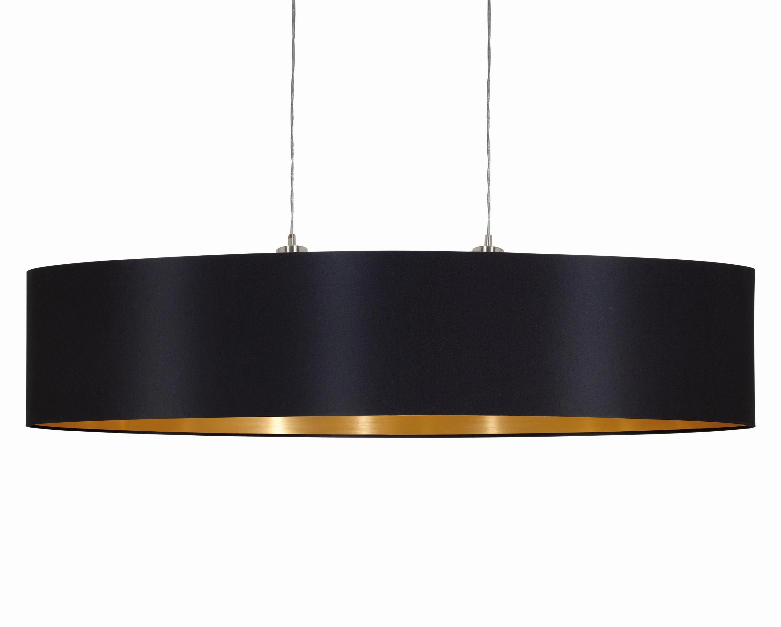 Eglo Maserlo Nickel Ceiling Pendant Oval Black & Gold Shade - 100cm