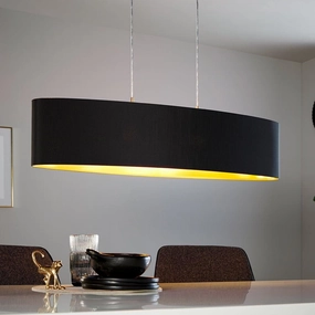 Eglo Maserlo Nickel Ceiling Pendant Oval Black & Gold Shade - 100cm flush mount ceiling fixture