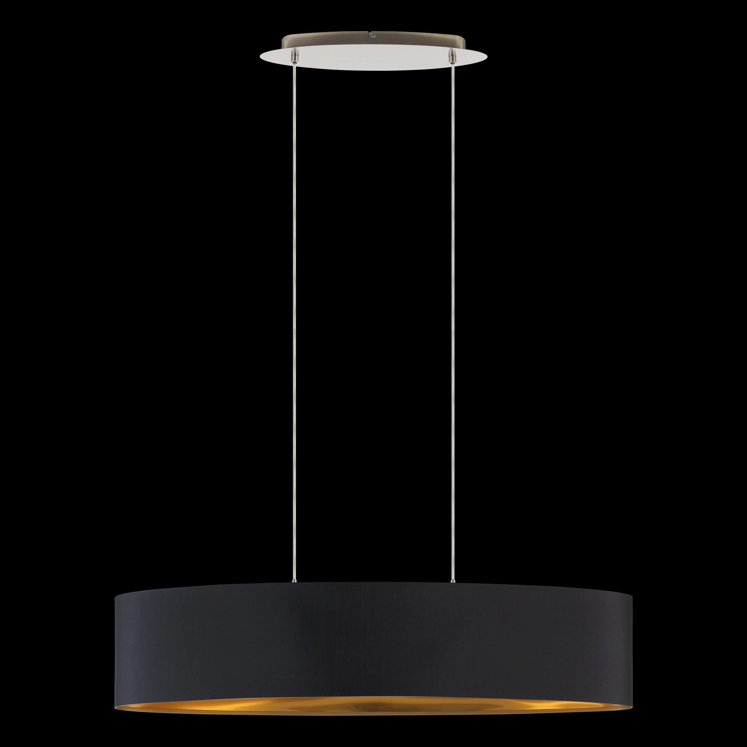 Eglo Maserlo Nickel Ceiling Pendant Oval Black & Gold Shade - 100cm