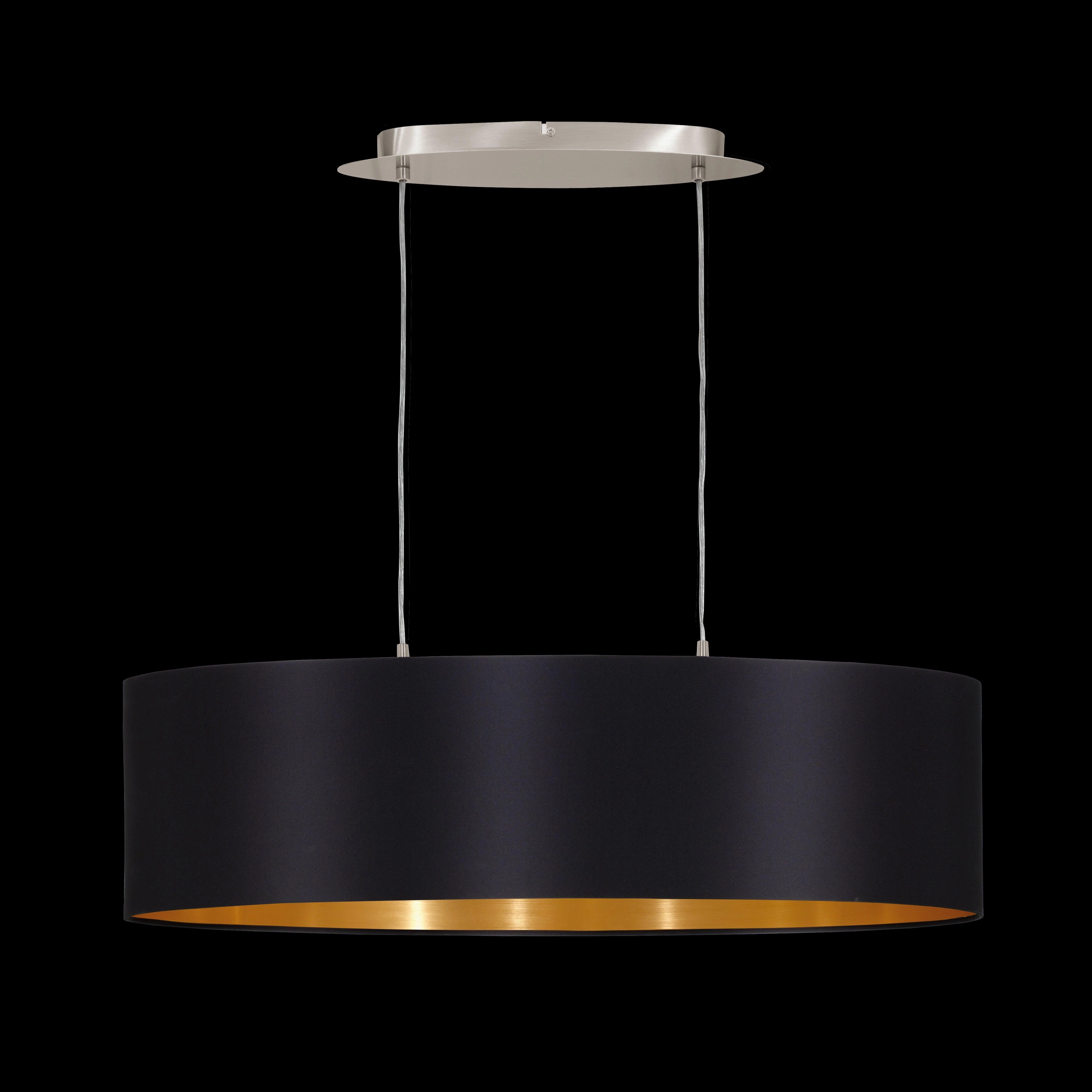 Eglo Maserlo Nickel Ceiling Pendant Oval Black & Gold Shade - 78cm
