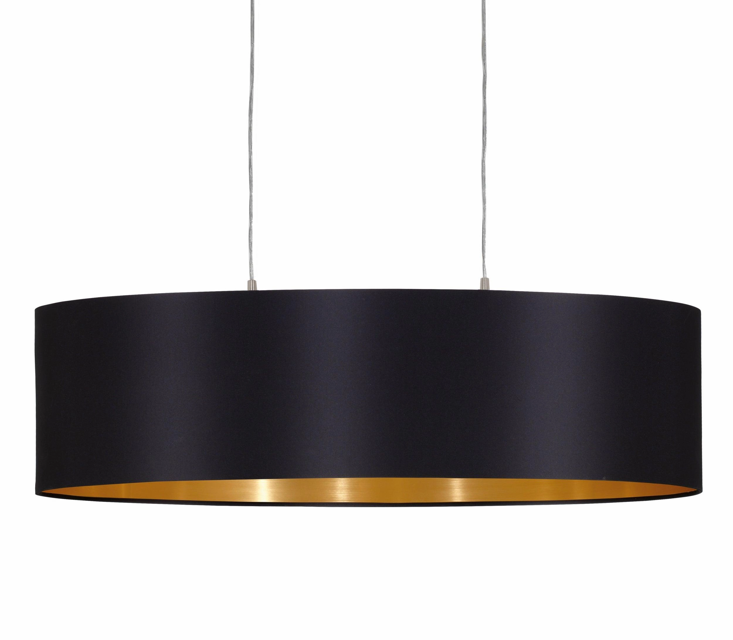 Eglo Maserlo Nickel Ceiling Pendant Oval Black & Gold Shade - 78cm