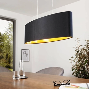 Eglo Maserlo Nickel Ceiling Pendant Oval Black & Gold Shade - 78cm flush mount ceiling fixture