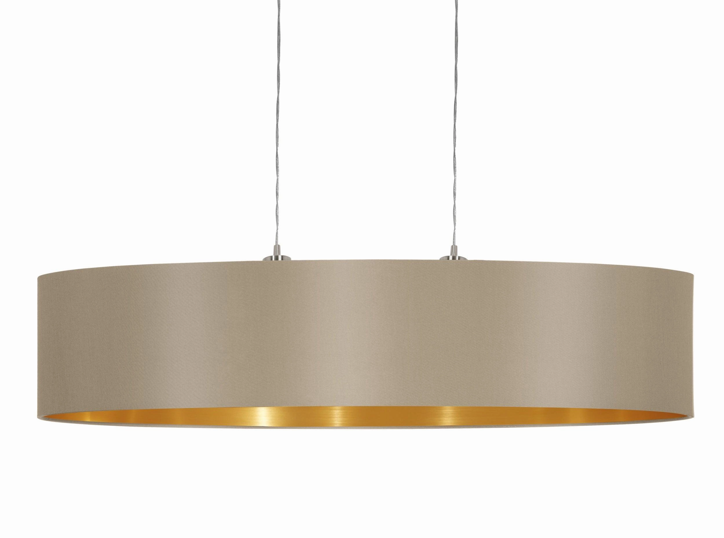 Eglo Maserlo Nickel Ceiling Pendant Oval Taupe & Gold Shade -100cm