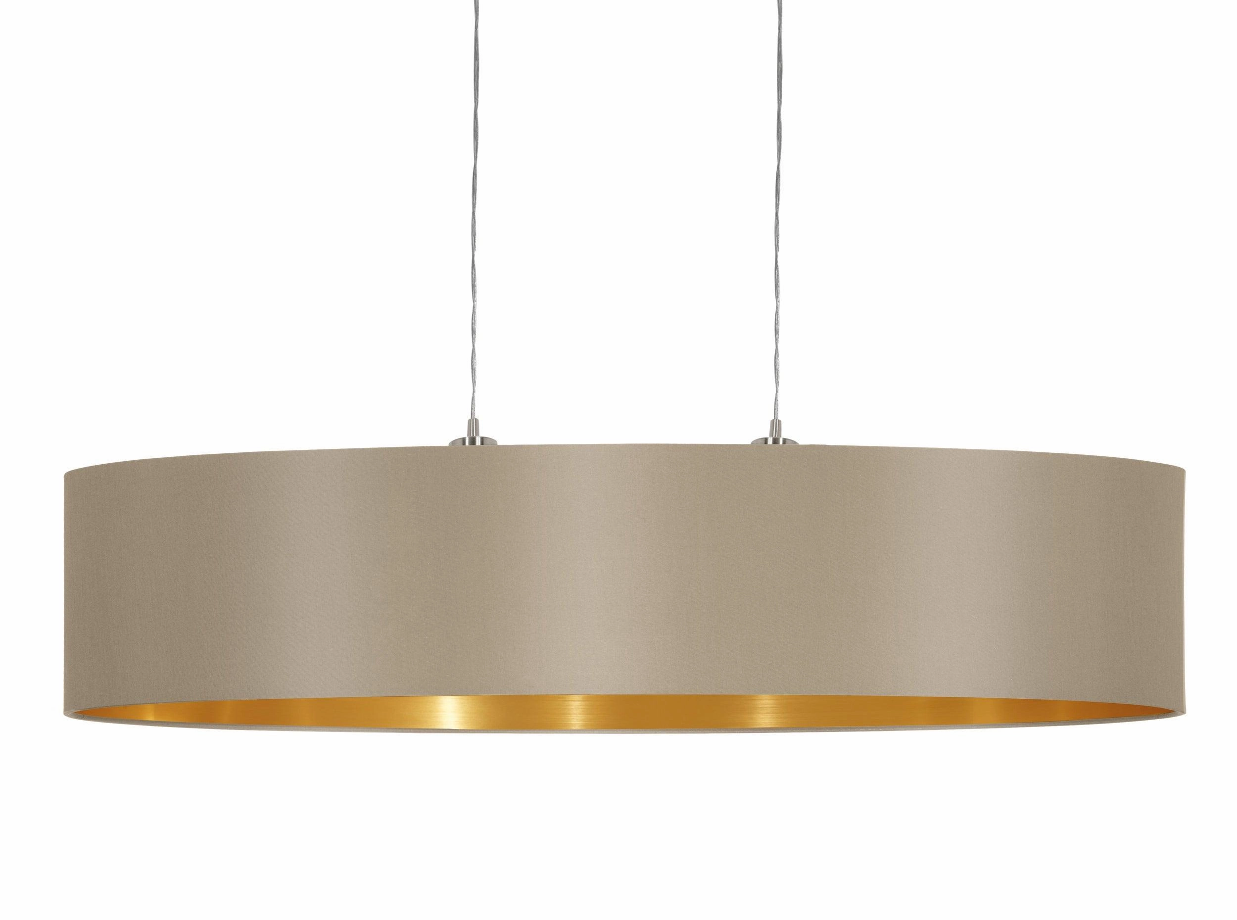 Eglo Maserlo Nickel Ceiling Pendant Oval Taupe & Gold Shade -100cm