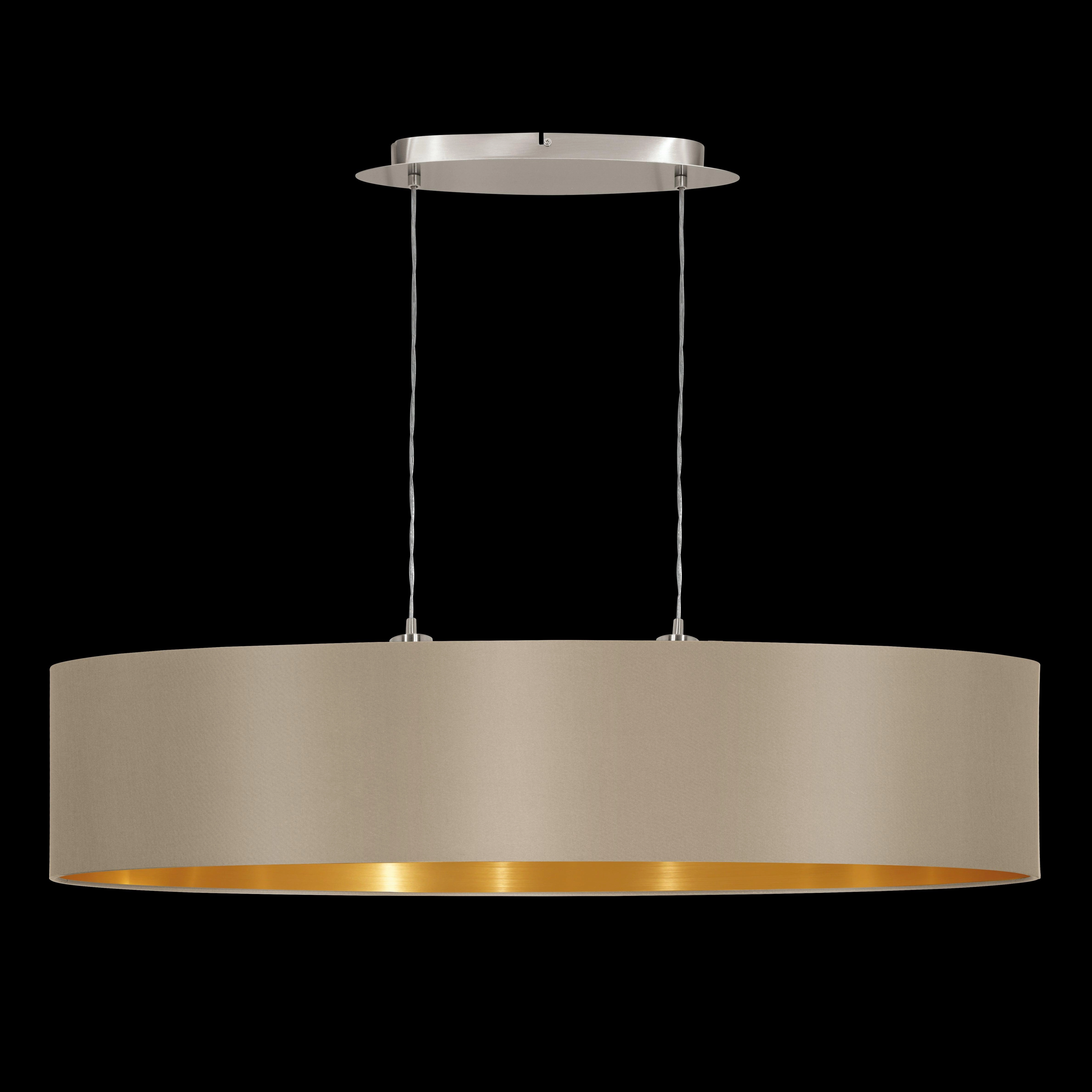 Eglo Maserlo Nickel Ceiling Pendant Oval Taupe & Gold Shade -100cm