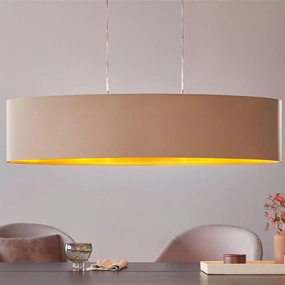 Eglo Maserlo Nickel Ceiling Pendant Oval Taupe & Gold Shade -100cm flush mount ceiling fixture
