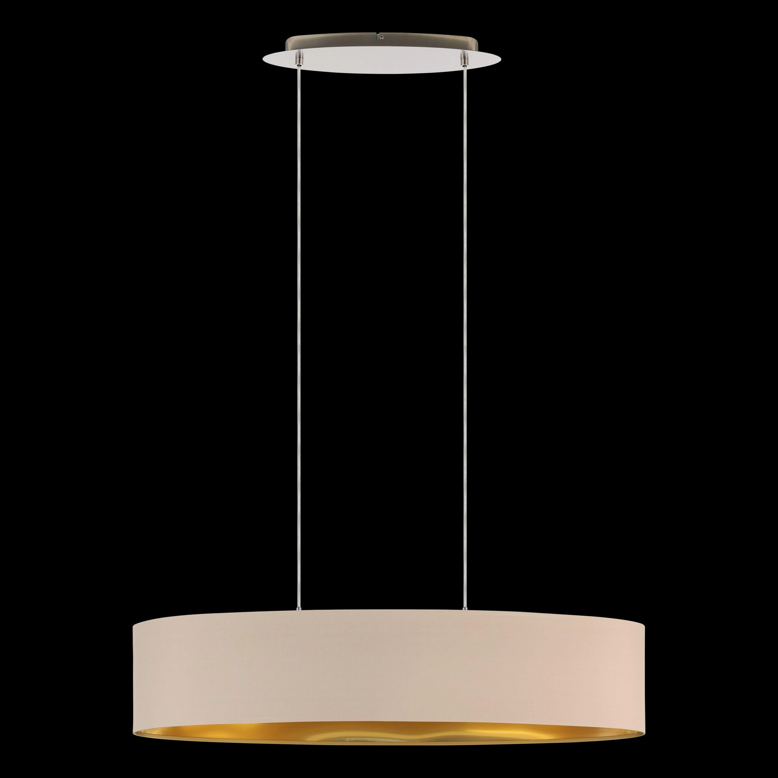 Eglo Maserlo Nickel Ceiling Pendant Oval Taupe & Gold Shade -100cm