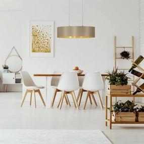 Eglo Maserlo Nickel Ceiling Pendant Oval Taupe & Gold Shade sleek LED ceiling lamp