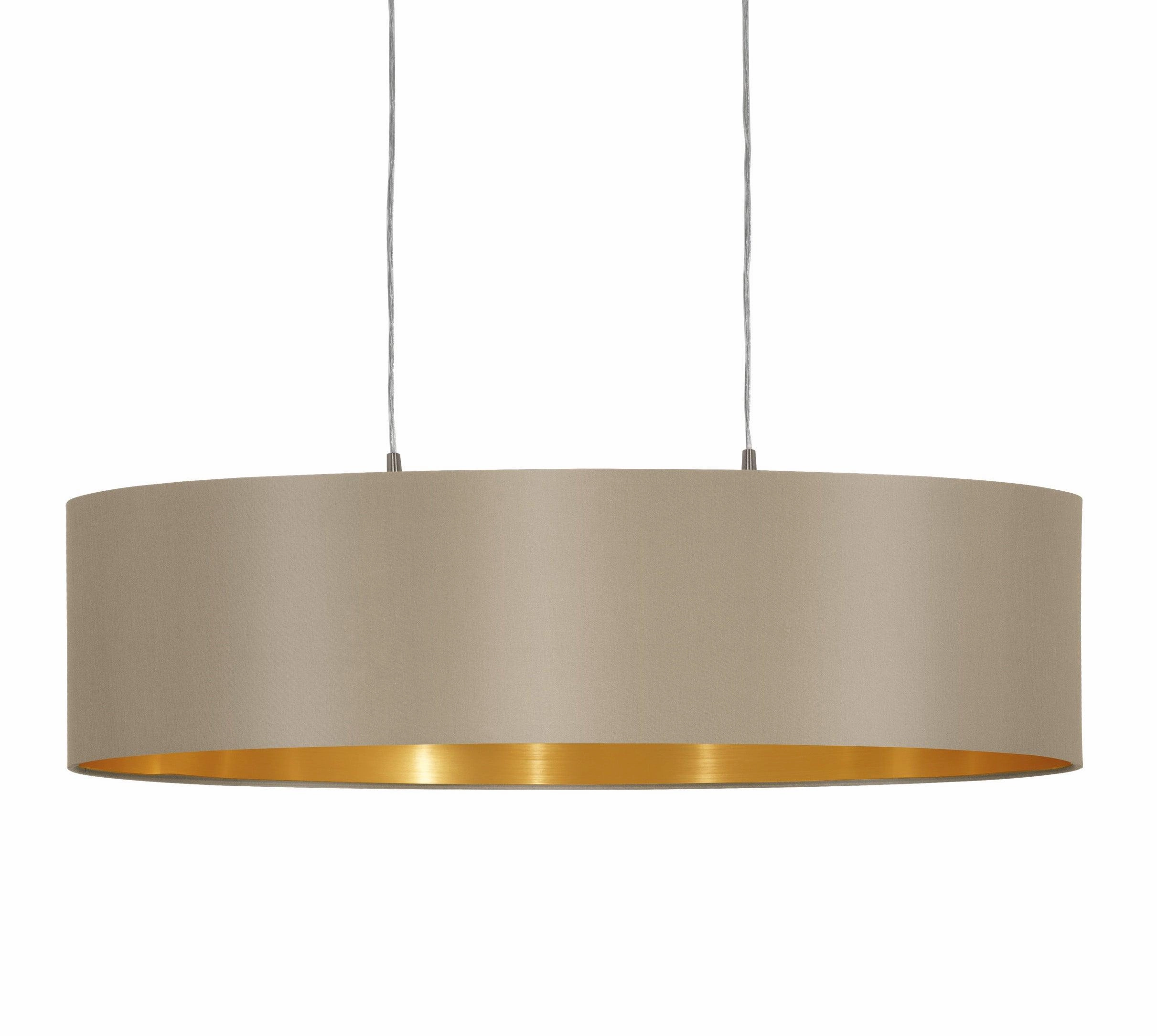 Eglo Maserlo Nickel Ceiling Pendant Oval Taupe & Gold Shade