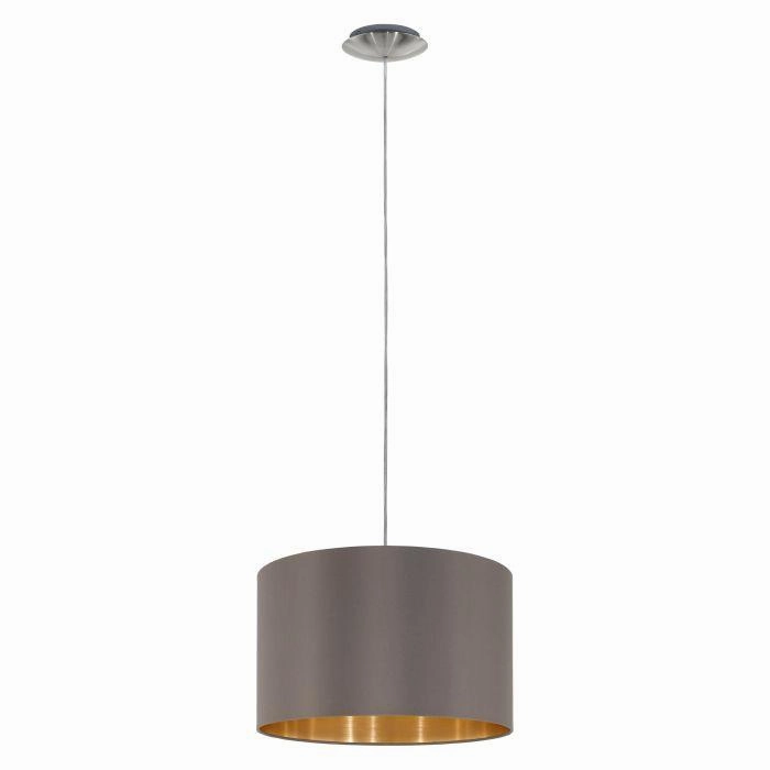 Eglo Maserlo Nickel Ceiling Pendant With Fabric Brown & Gold Shade