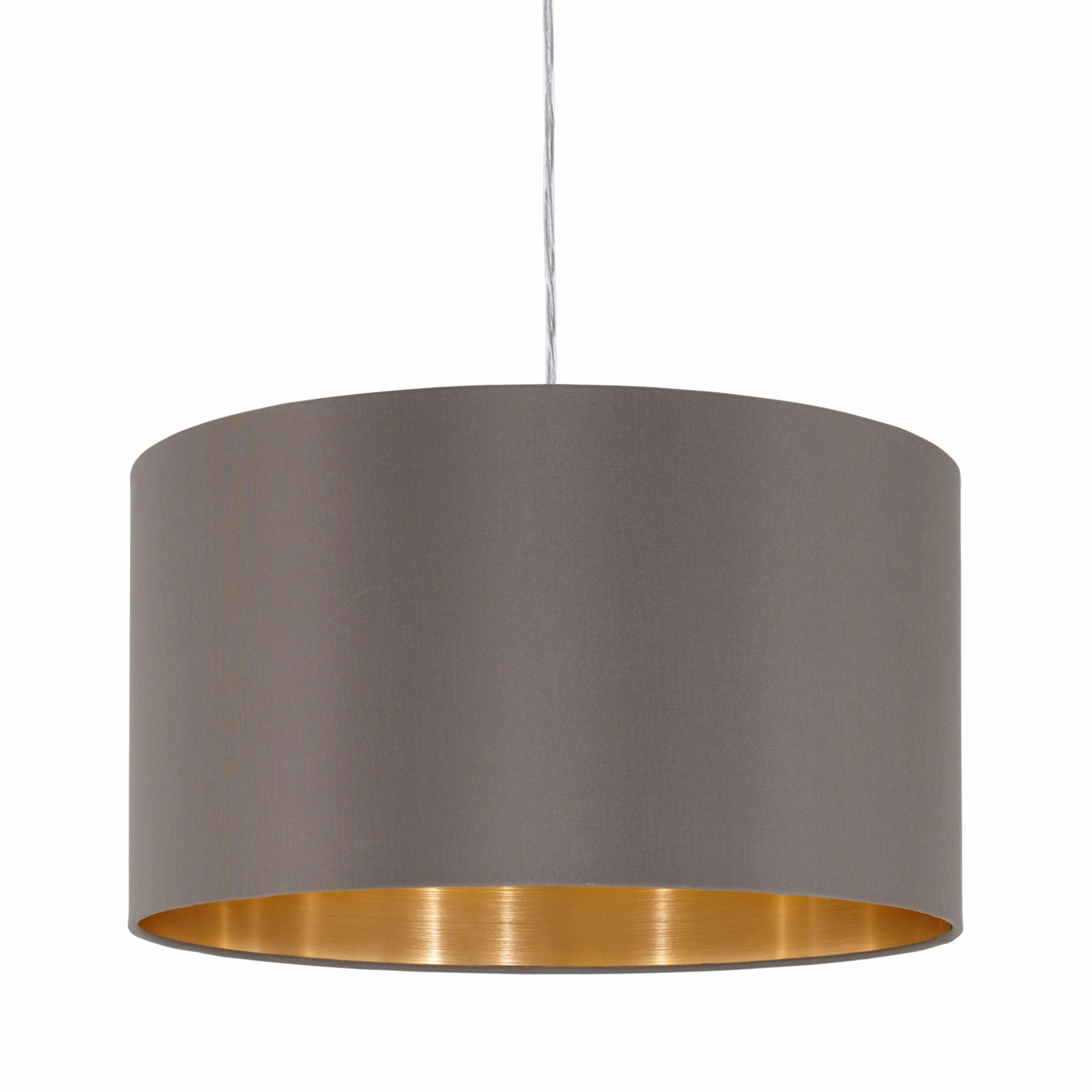 Eglo Maserlo Nickel Ceiling Pendant With Fabric Brown & Gold Shade