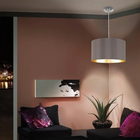 Eglo Maserlo Nickel Ceiling Pendant With Fabric Brown & Gold Shade sleek LED ceiling lamp