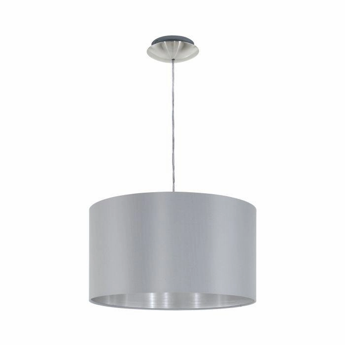 Eglo Maserlo Nickel Ceiling Pendant With Fabric Grey & Silver Shade