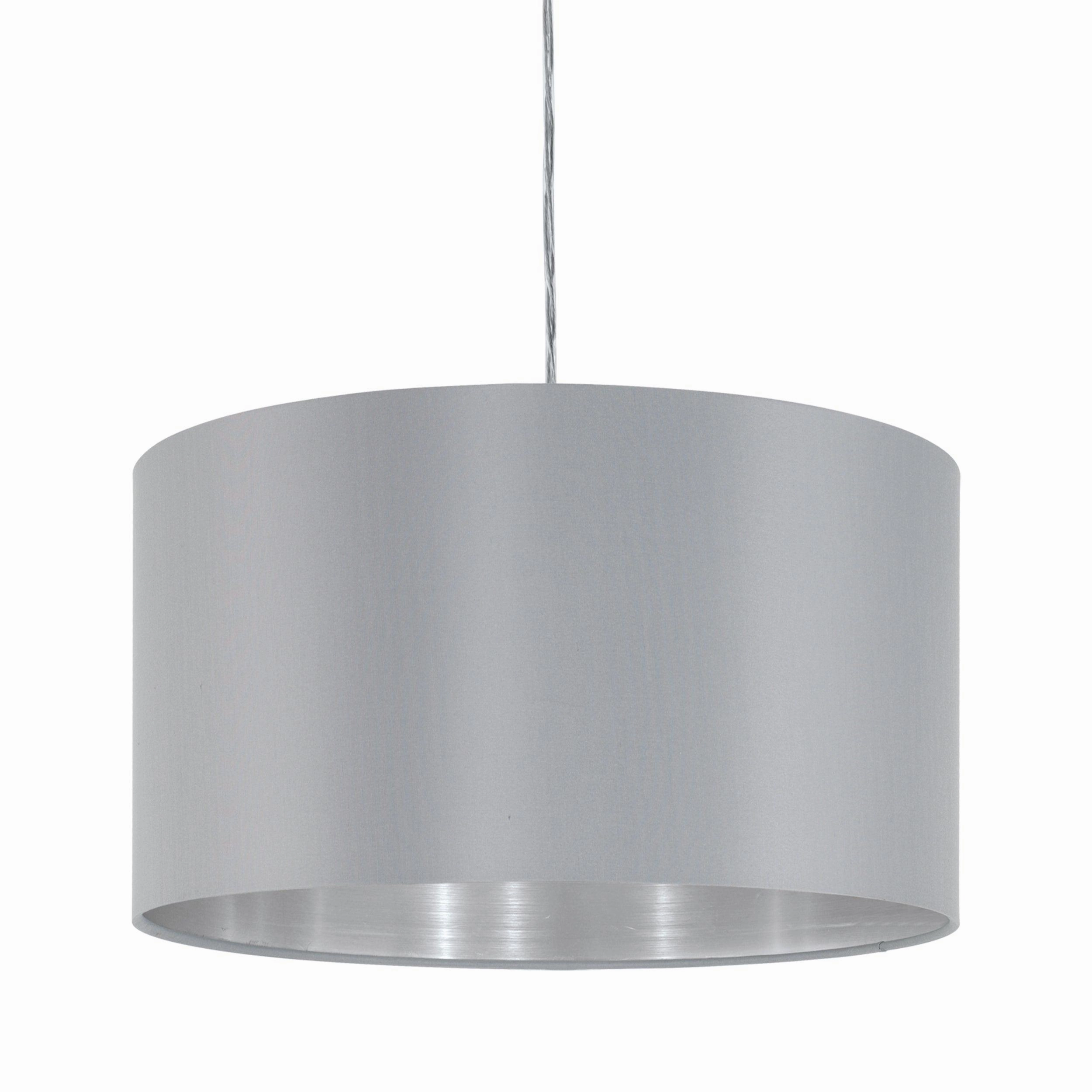 Eglo Maserlo Nickel Ceiling Pendant With Fabric Grey & Silver Shade