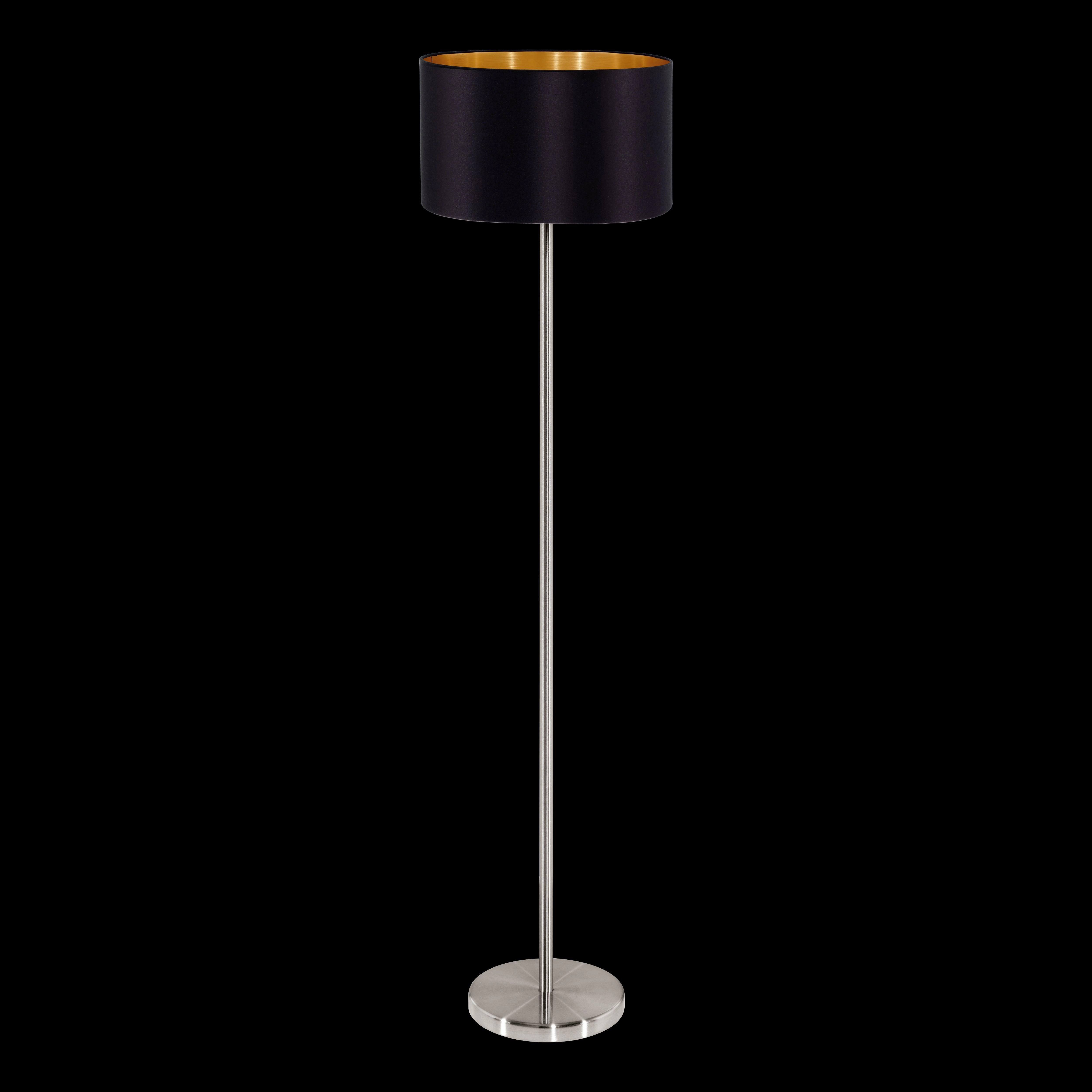 Eglo Maserlo Nickel Floor Lamp With Black & Gold Fabric Shade