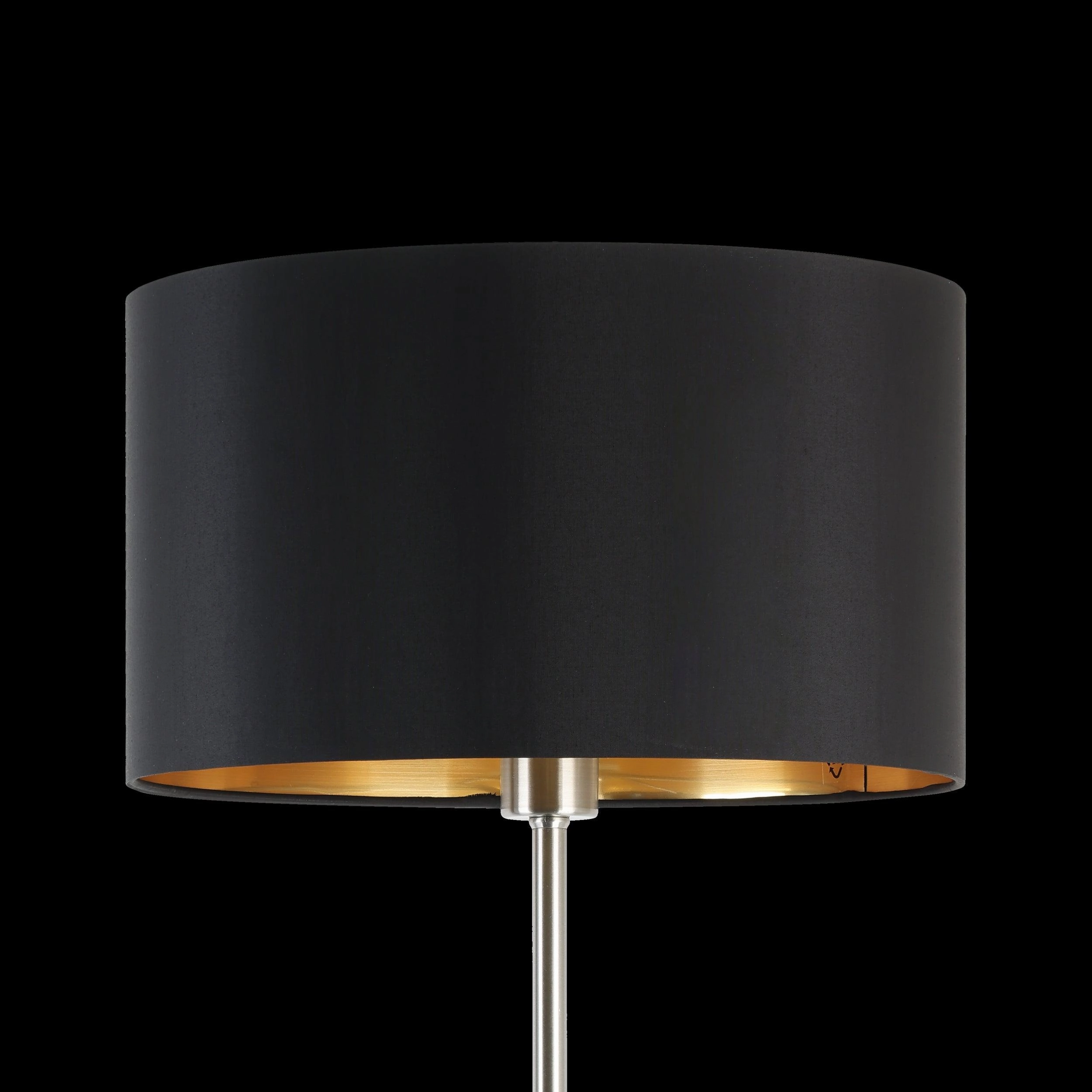 Eglo Maserlo Nickel Floor Lamp With Black & Gold Fabric Shade