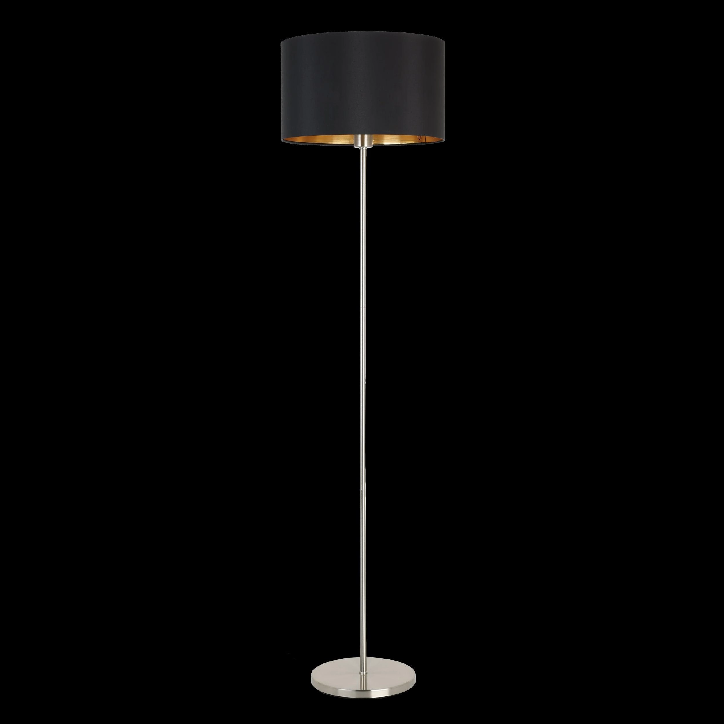 Eglo Maserlo Nickel Floor Lamp With Black & Gold Fabric Shade