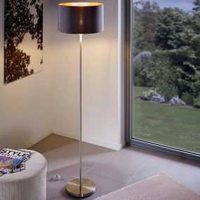Eglo Maserlo Nickel Floor Lamp With Brown & Gold Fabric Shade creative lampshade design