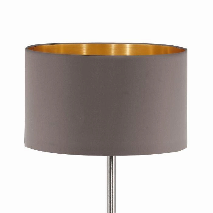 Eglo Maserlo Nickel Floor Lamp With Brown & Gold Fabric Shade