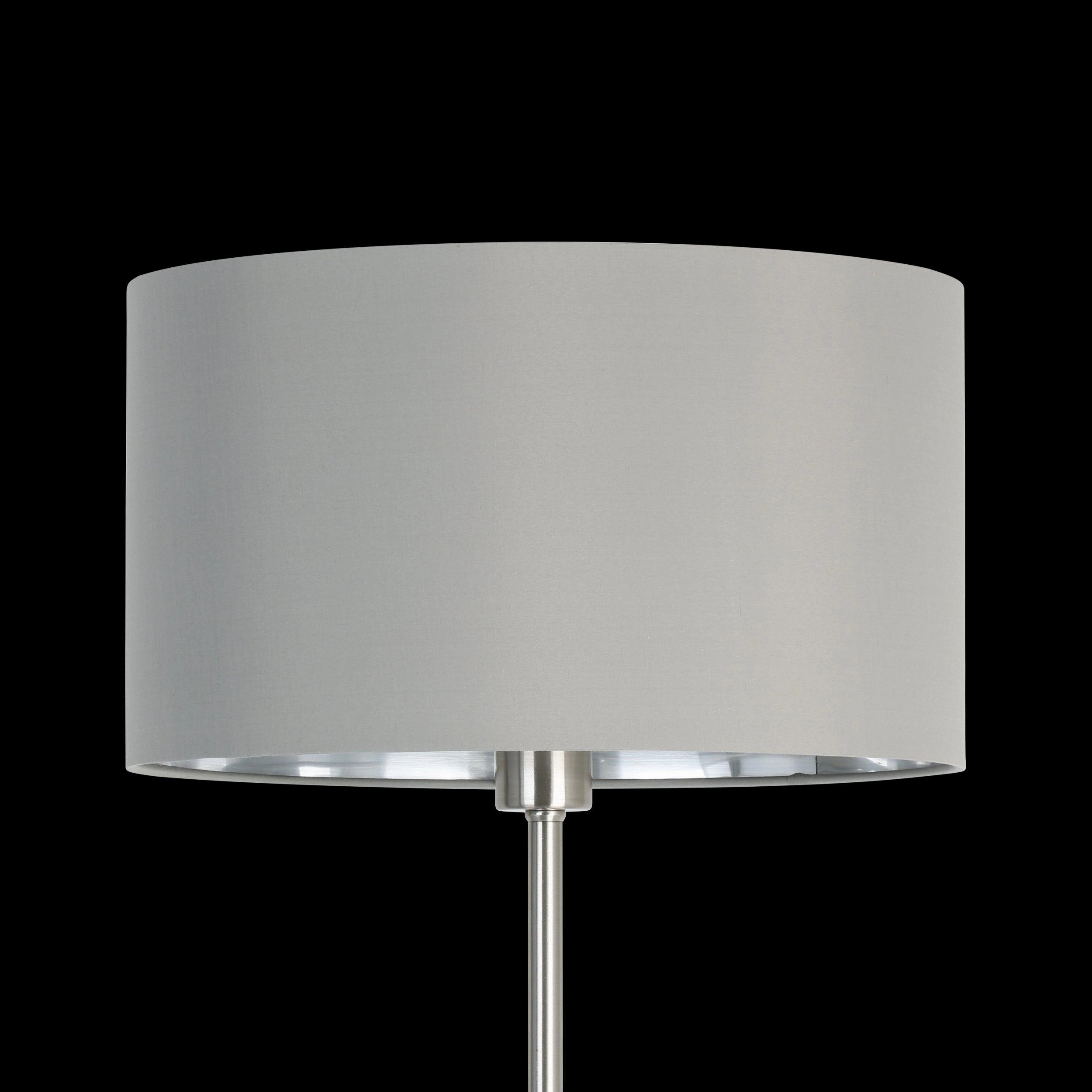 Eglo Maserlo Nickel Floor Lamp With Grey & Silver Fabric Shade