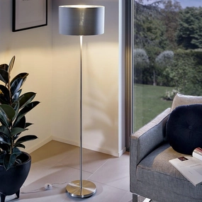 Eglo Maserlo Nickel Floor Lamp With Grey & Silver Fabric Shade creative lampshade design