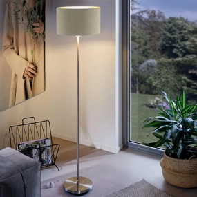 Eglo Maserlo Nickel Floor Lamp With Taupe & Gold Fabric Shade creative lampshade design