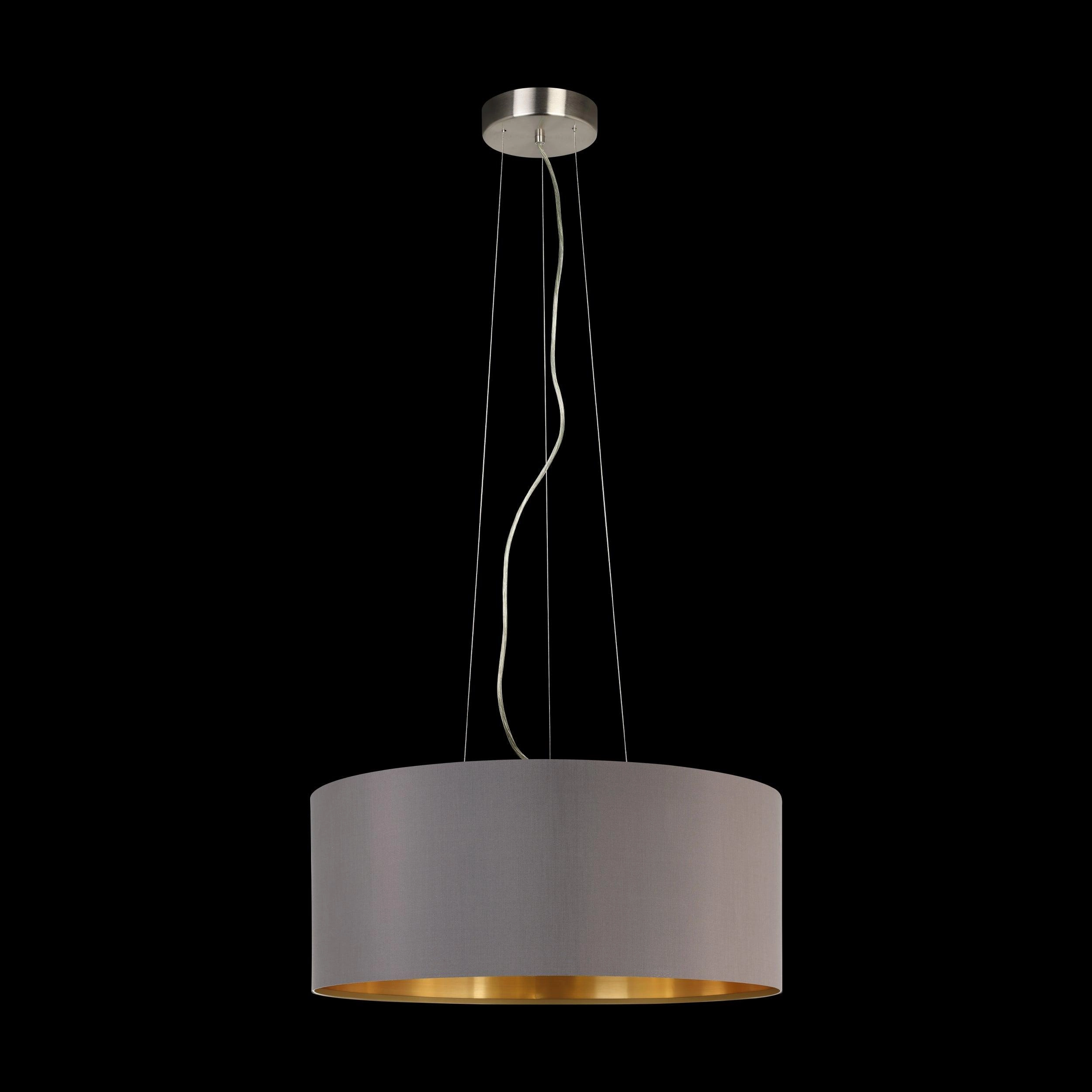 Eglo Maserlo Nickel Pendant Ceiling Light - Brown & Gold Shade