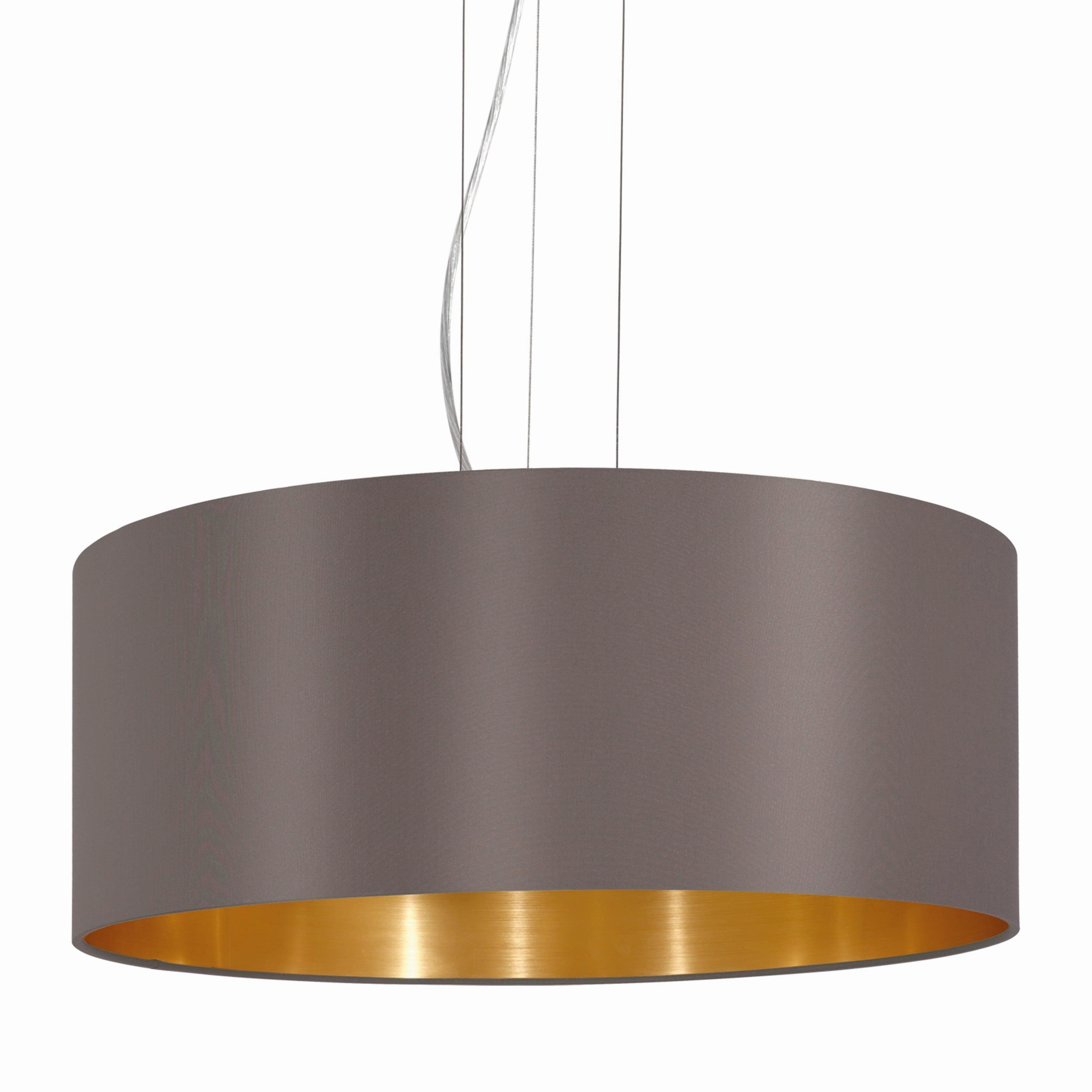 Eglo Maserlo Nickel Pendant Ceiling Light - Brown & Gold Shade